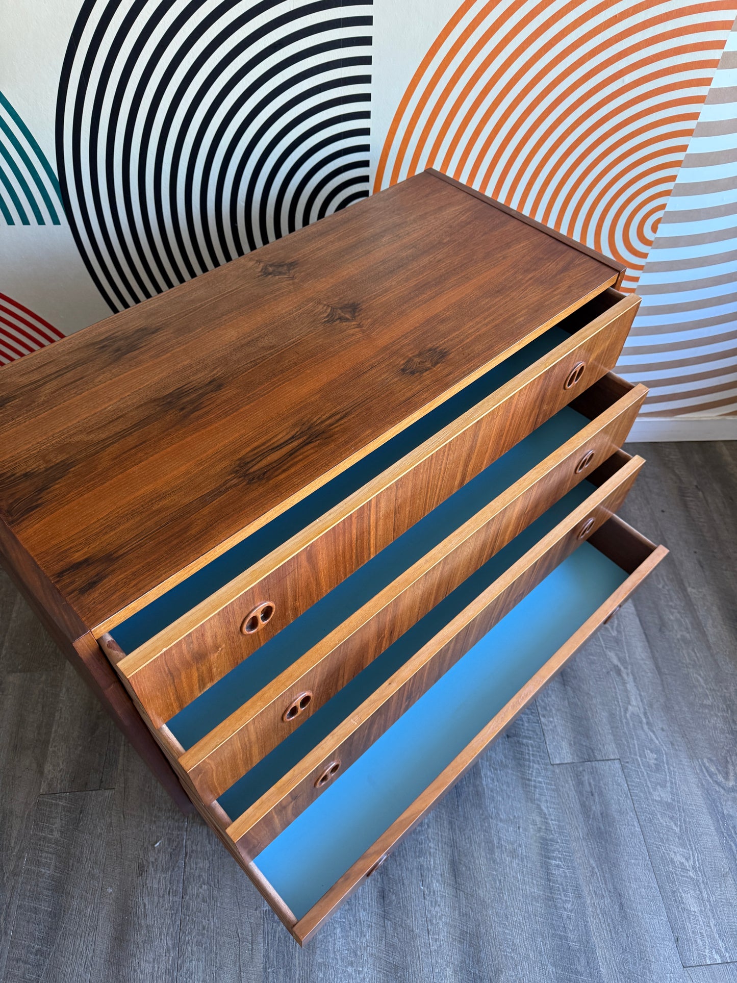 Vintage Teak Chest of Drawers on Custom Base