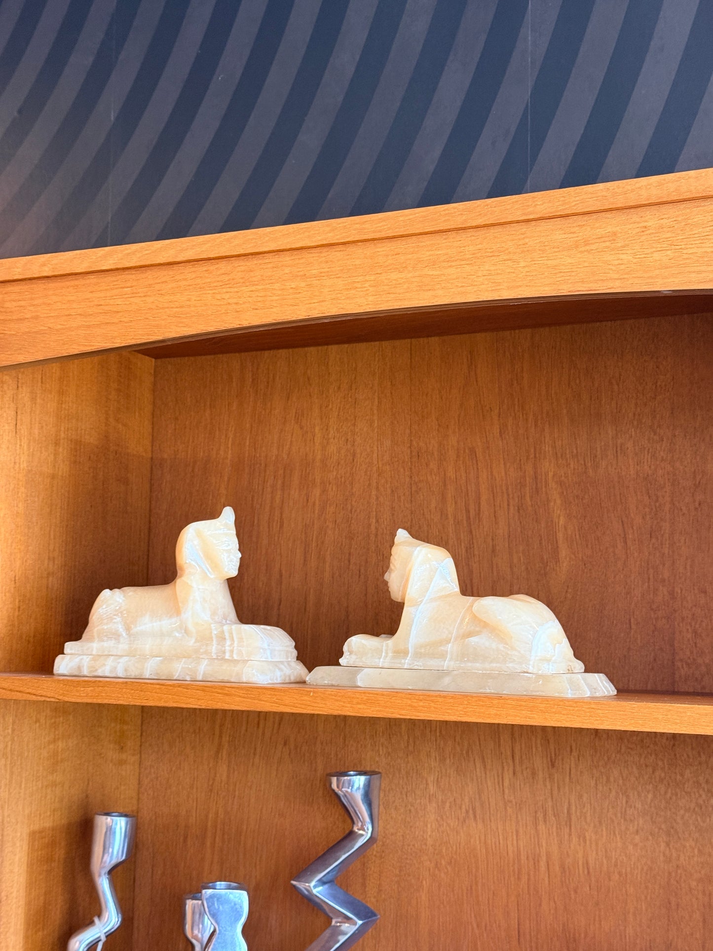 Vintage Sphinx Onyx Bookends