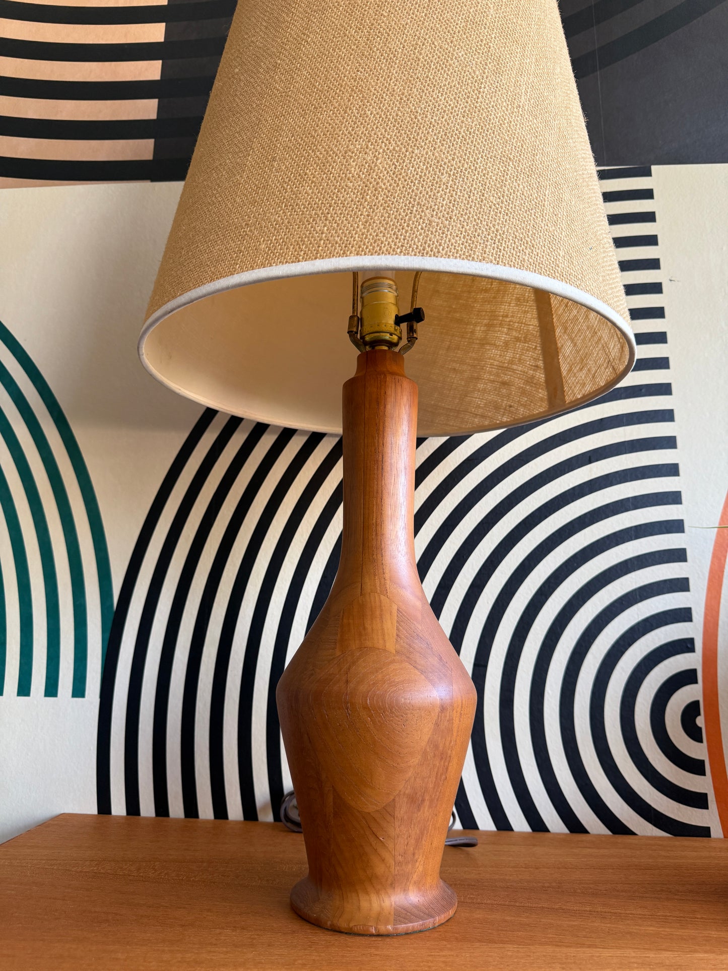 Vintage Solid Teak Table Lamp