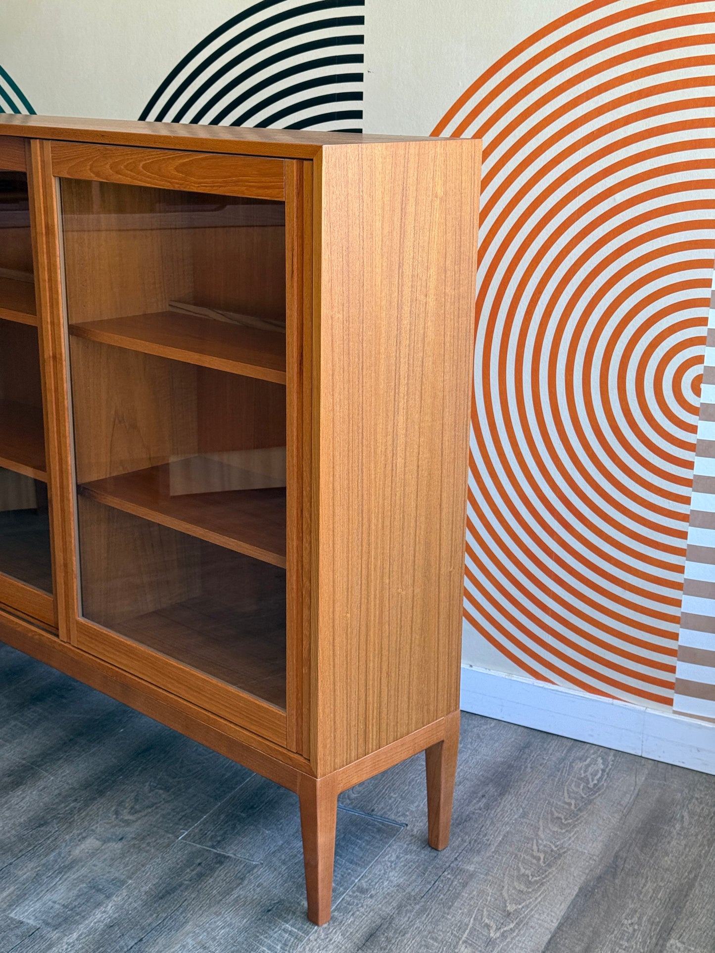 Danish Teak Curio Cabinet on Custom Base