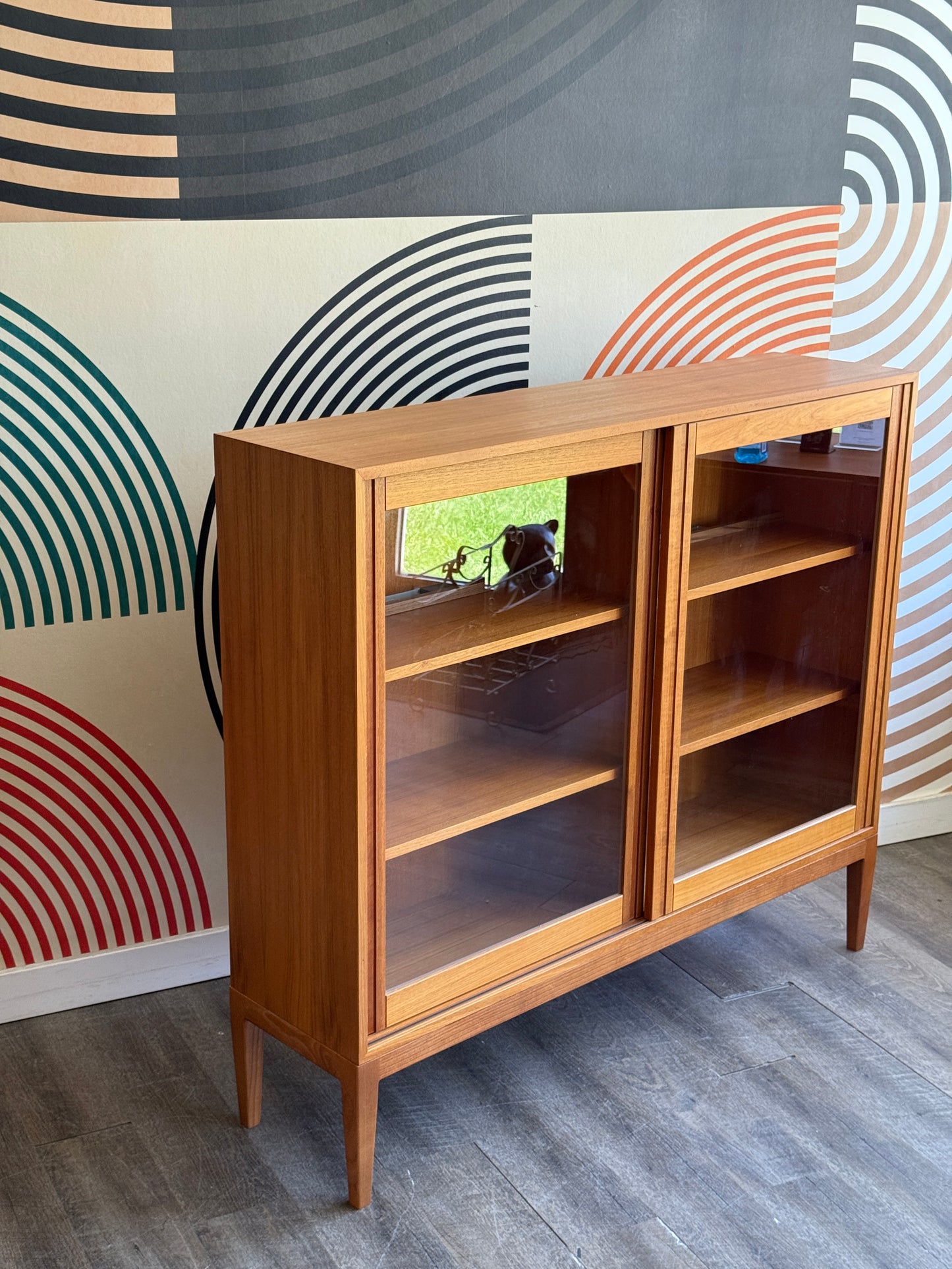 Danish Teak Curio Cabinet on Custom Base