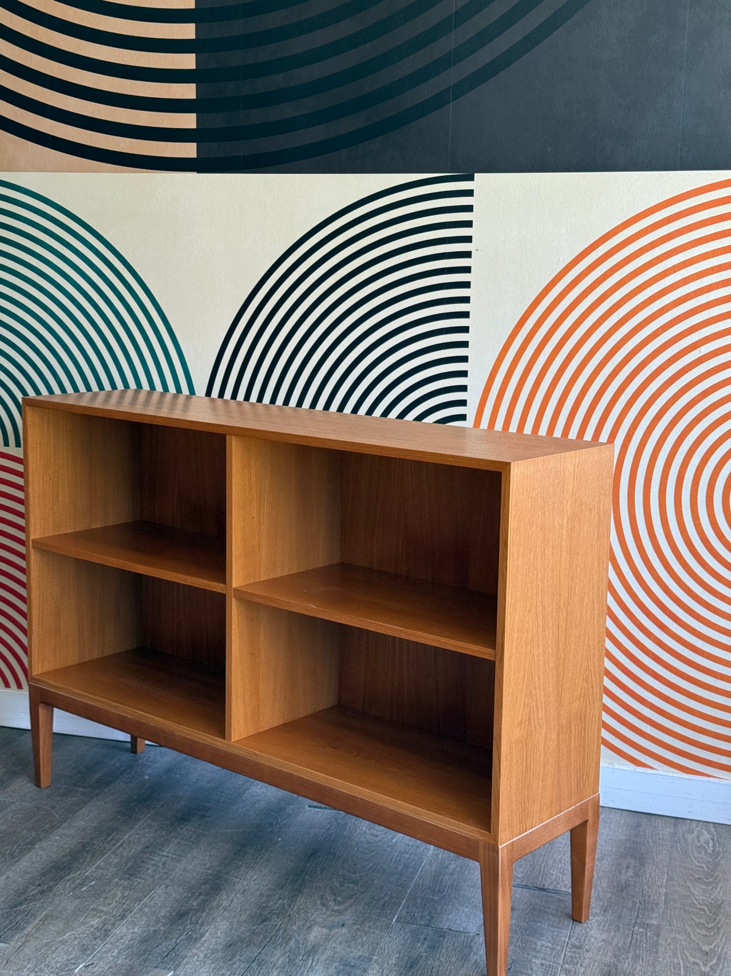 Vintage Teak Bookcase on Custom Base