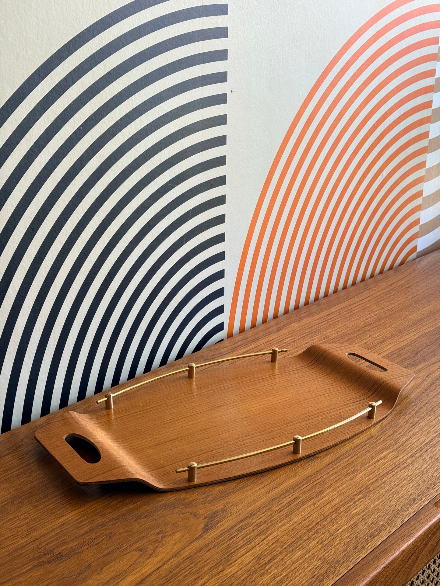 Vintage Japanese Bentwood Teak Tray