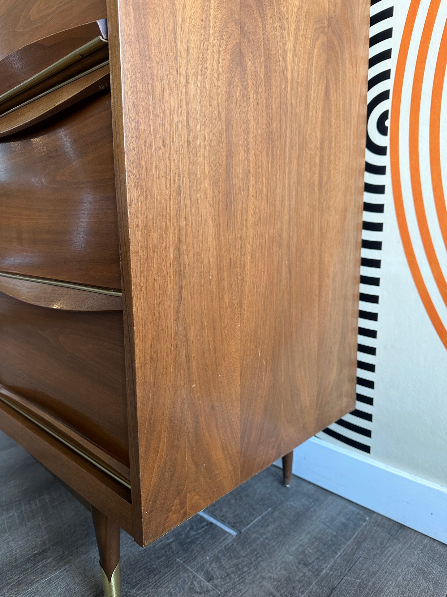Vintage Vic Art Walnut Tallboy Dresser