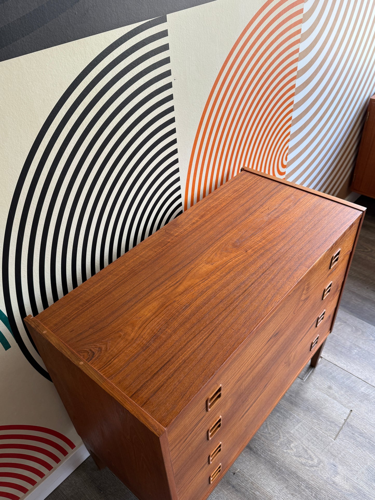 Vintage Teak Chest of Drawers on Custom Base
