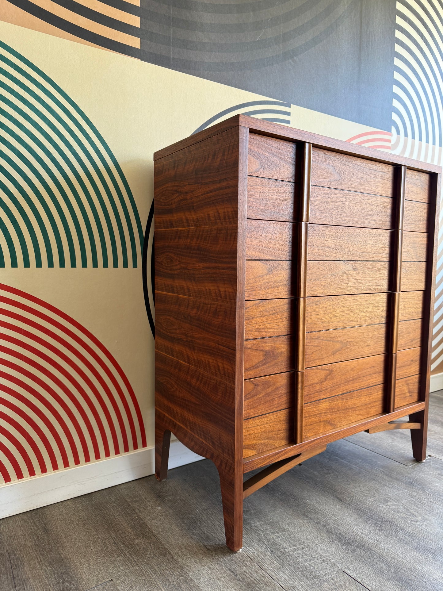 Vintage Walnut Tallboy Dresser