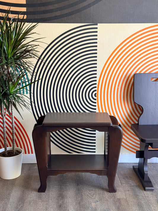 Vintage Wooden End Table with Magazine Rack