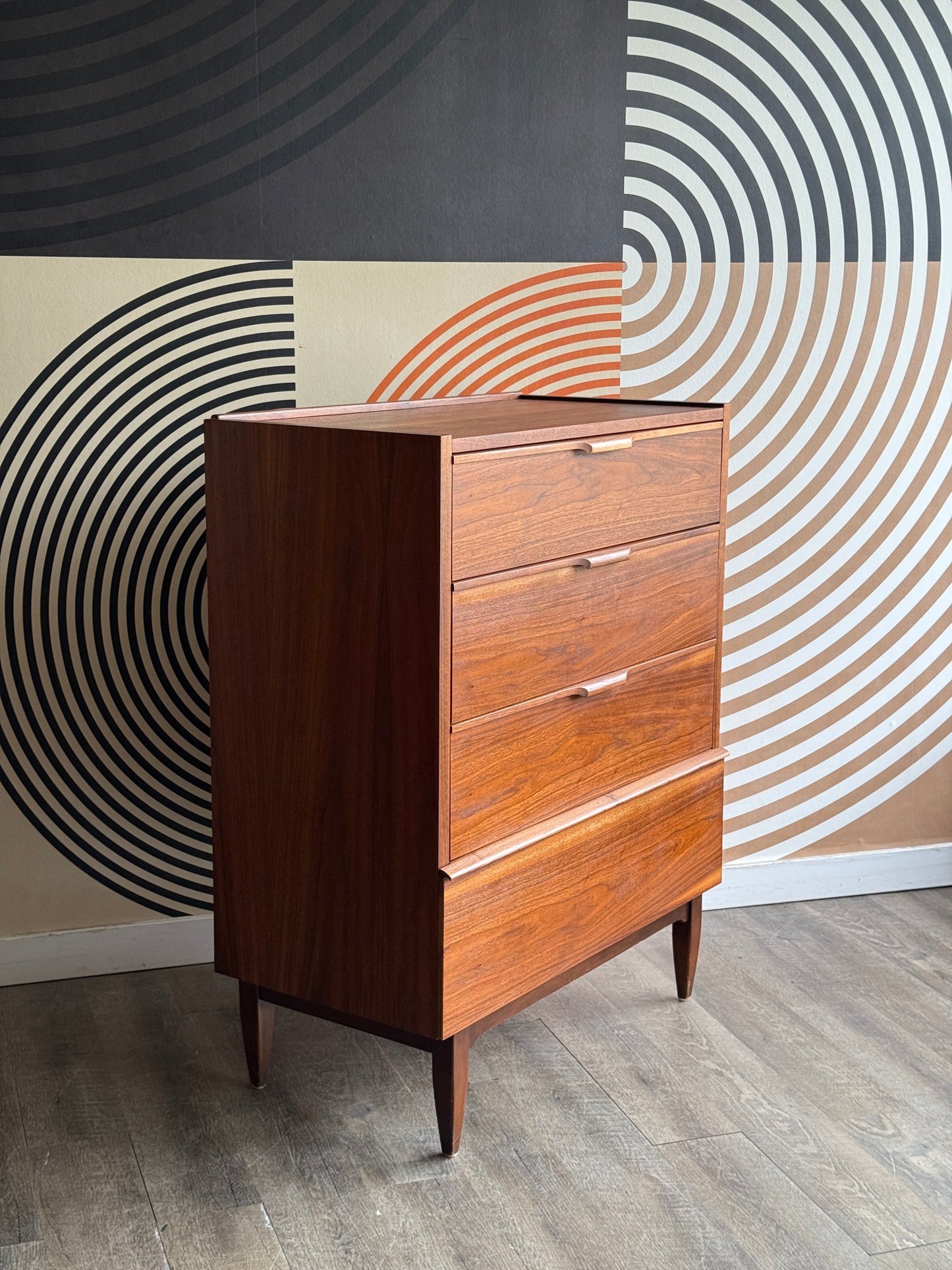 Vintage Walnut Tallboy Dresser