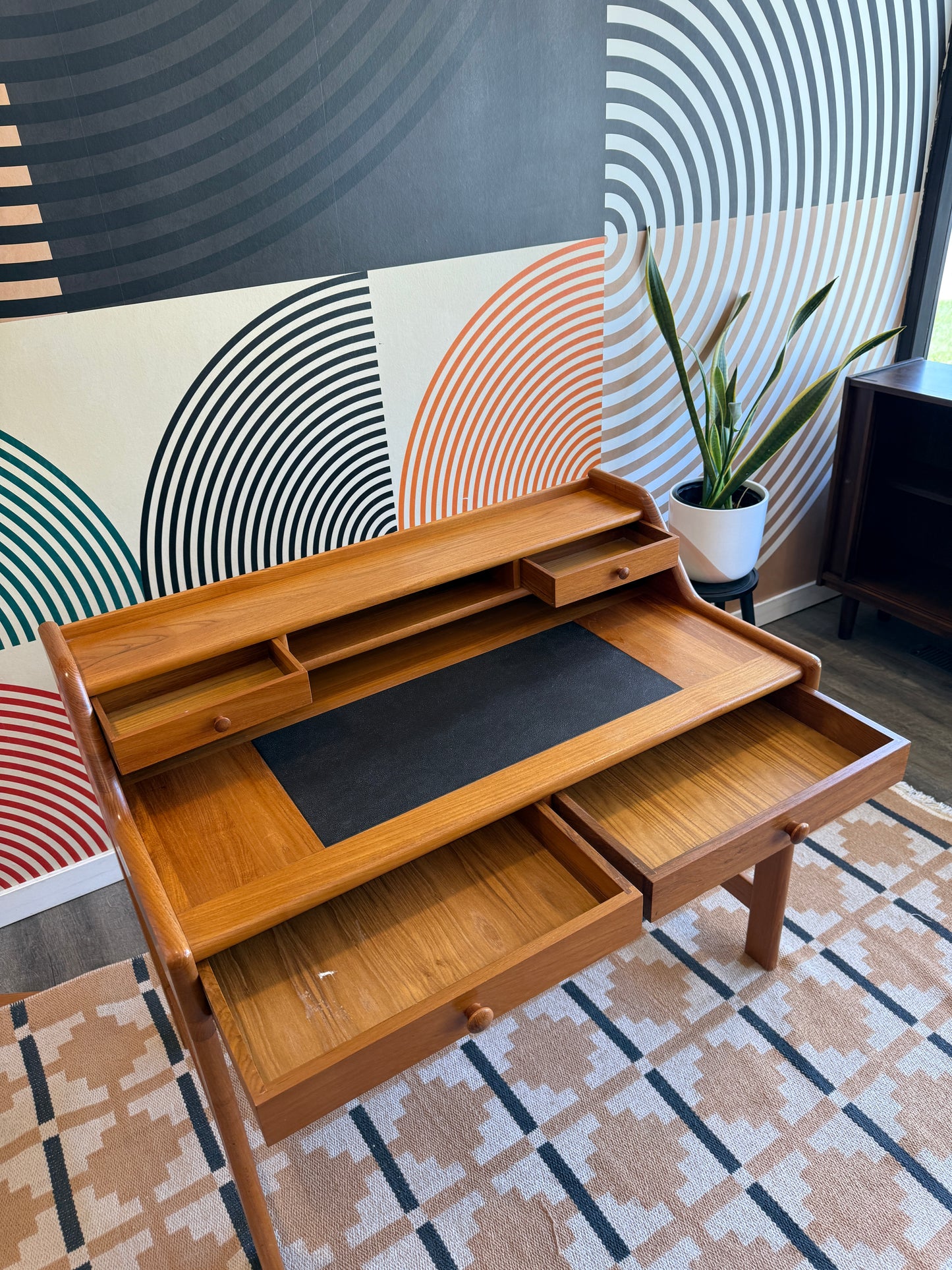 Danish Solid Teak Desk by John Mortensen for Dyrlund