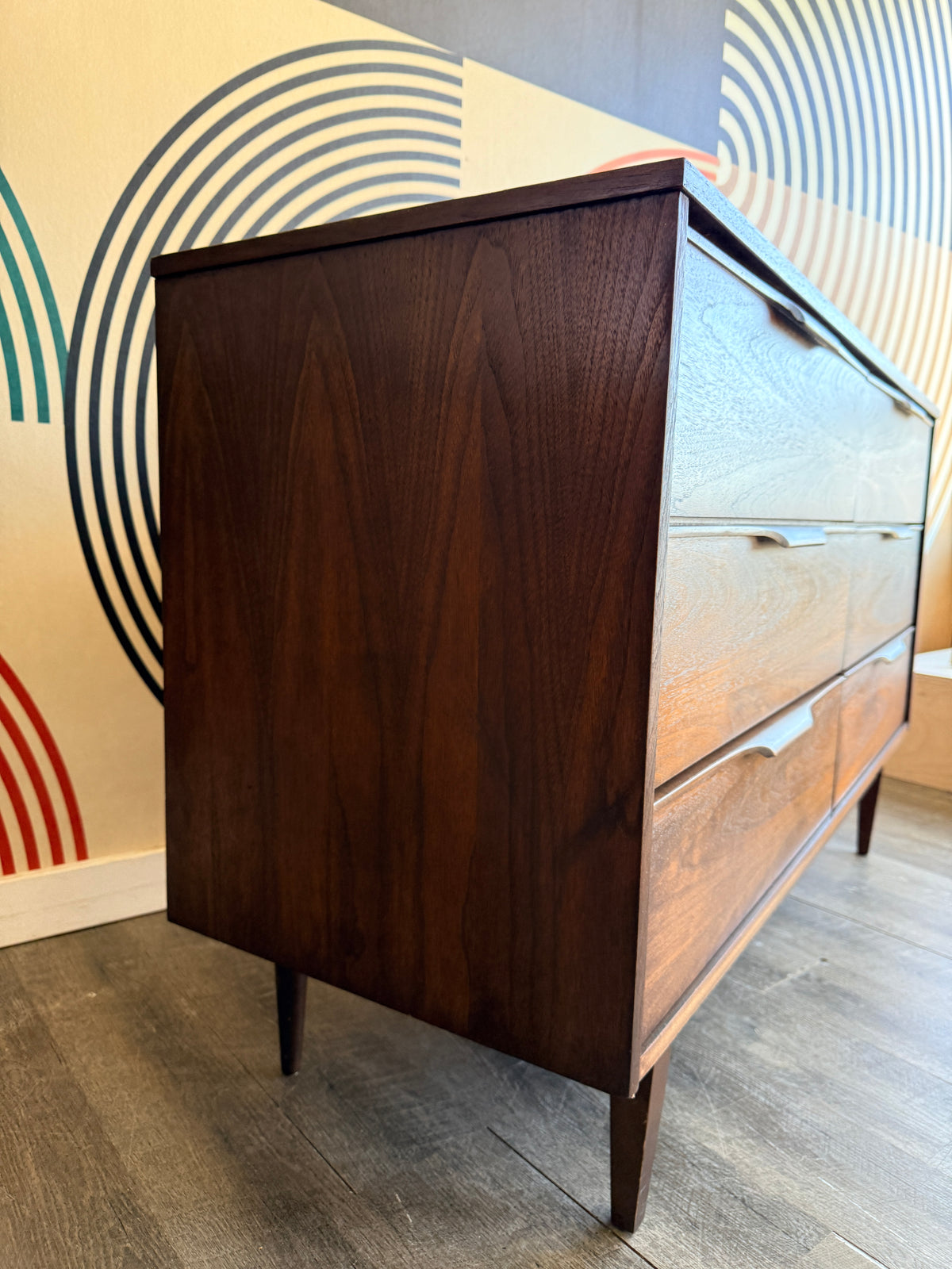 Vintage Walnut 6 Drawer Dresser