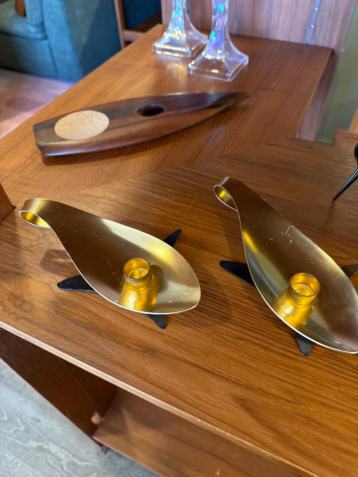Pair of Vintage Midcentury Modern Aluminum Candle Holders by Mirro,USA
