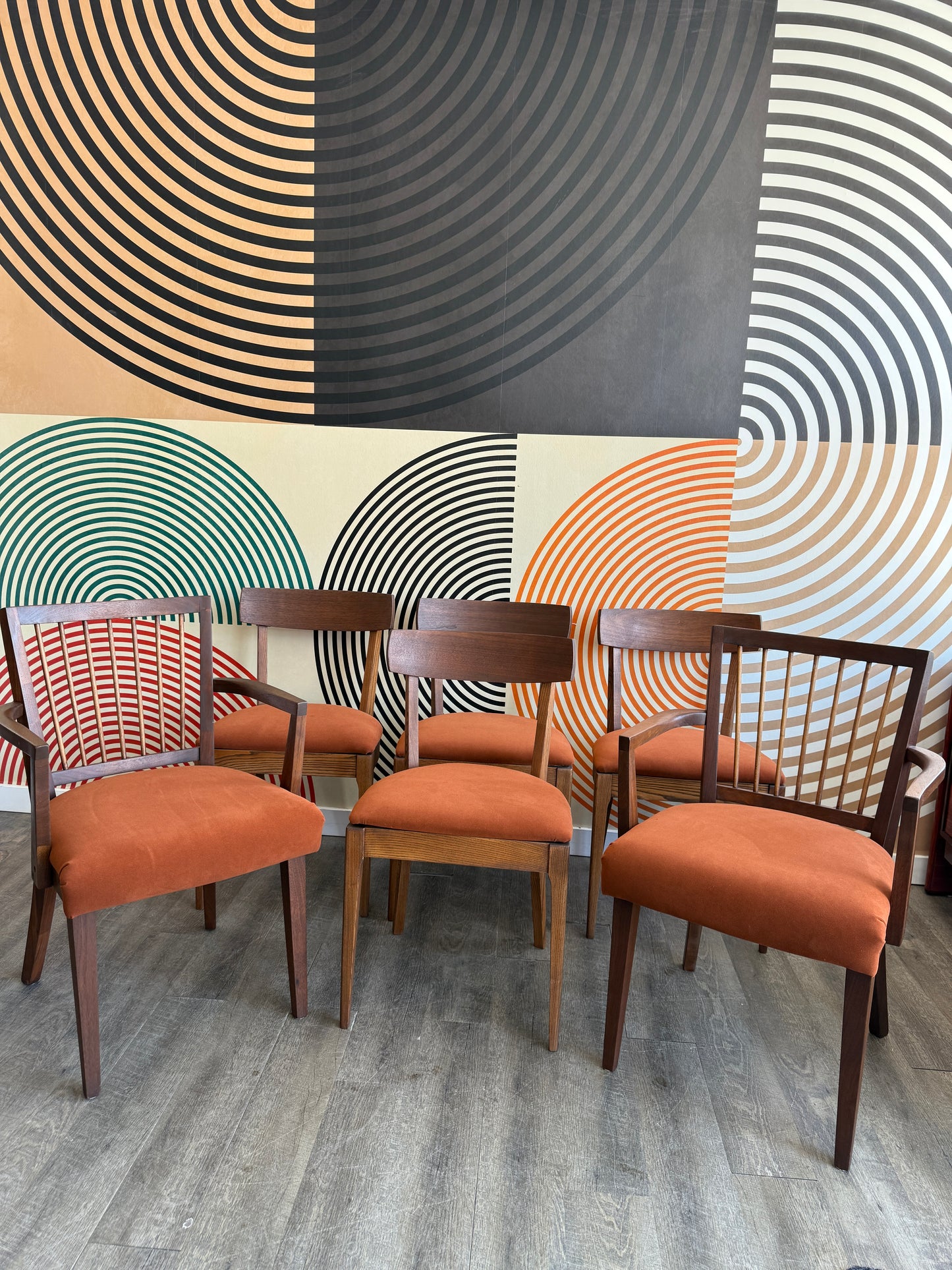 Set of 6 Vintage Walnut Chairs