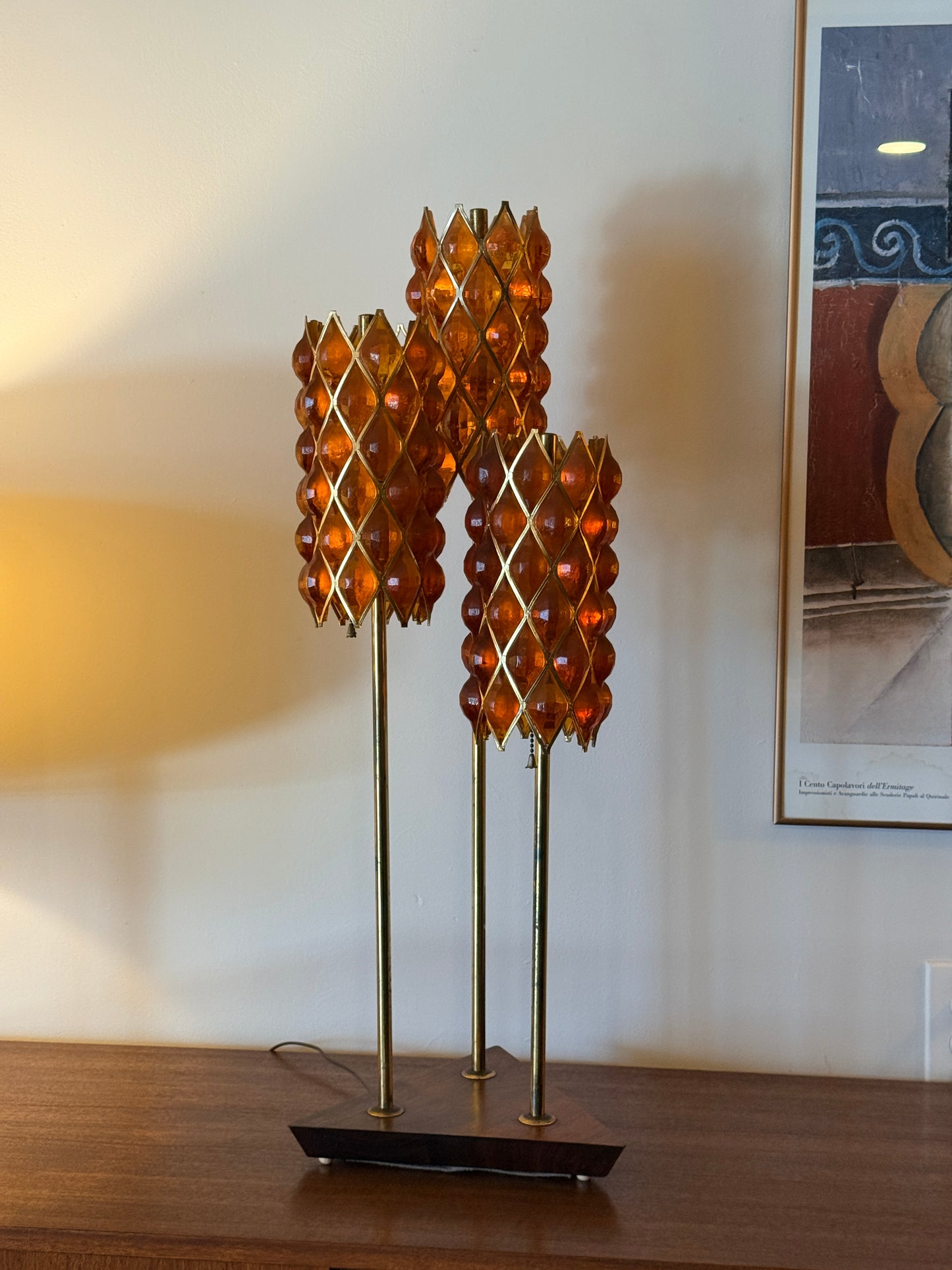 Vintage Diamond Lucite Table Lamp