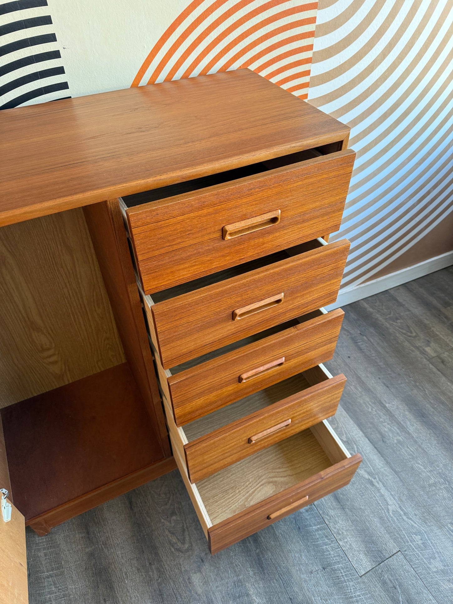 Vintage Teak Armoire Cabinet