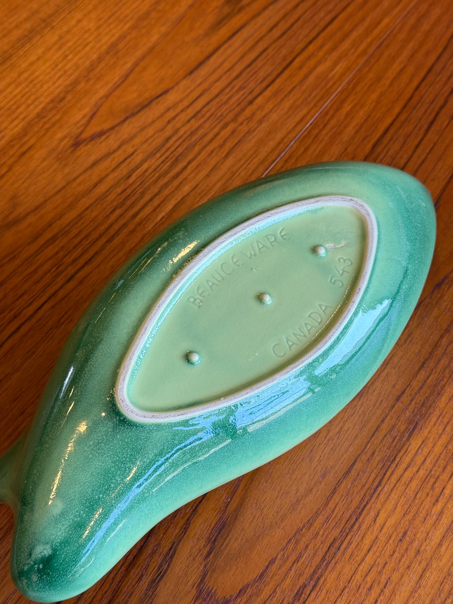 Large Green Beauceware Pottery Ceramic Planter/Bowl