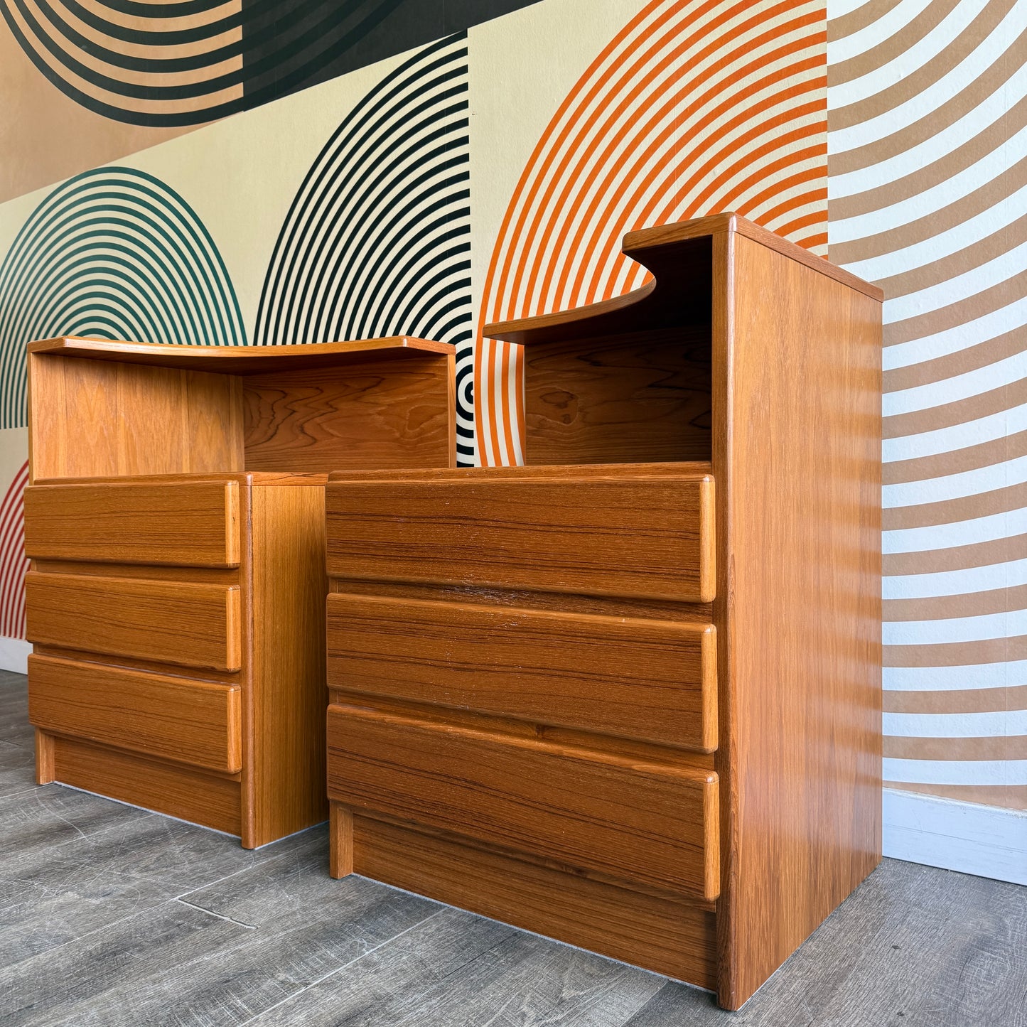 Pair of Teak Nightstand Tables
