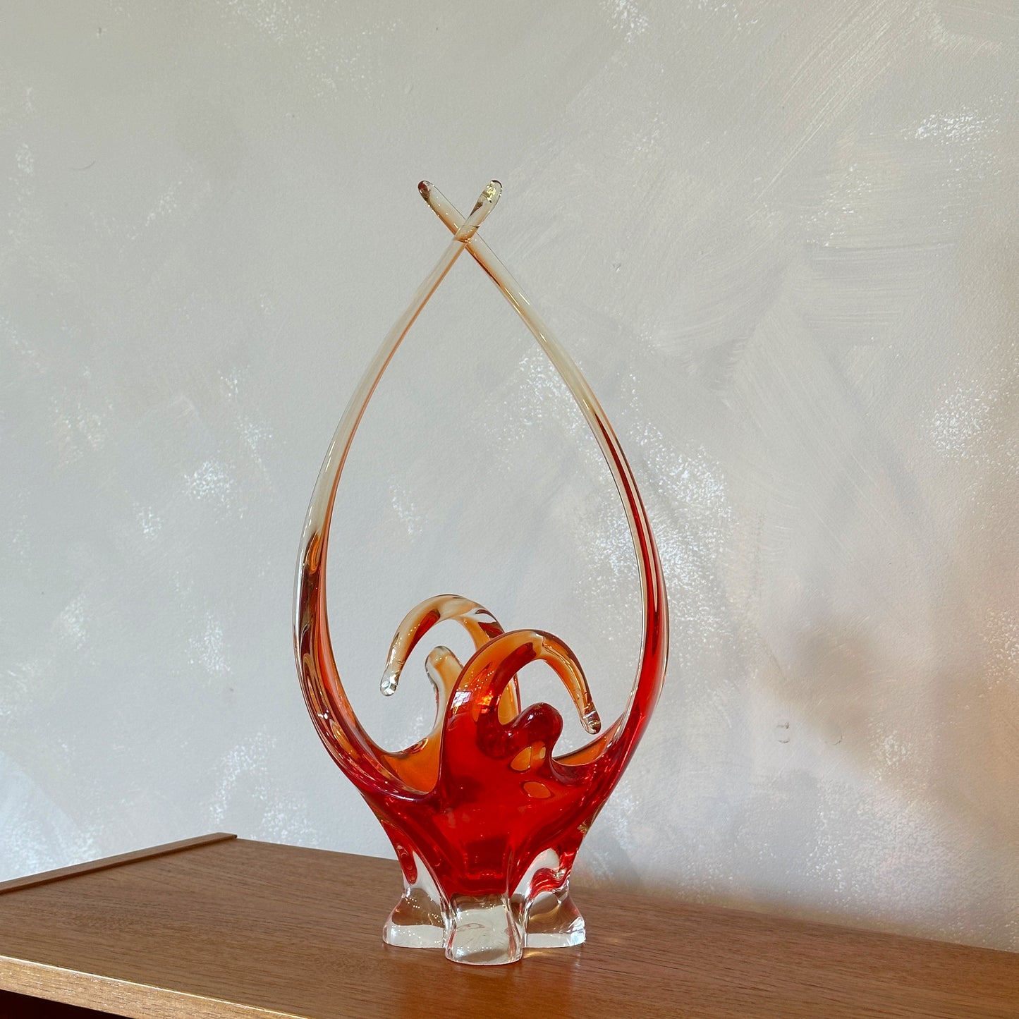 Vintage Chalet Red/Orange Glass Basket