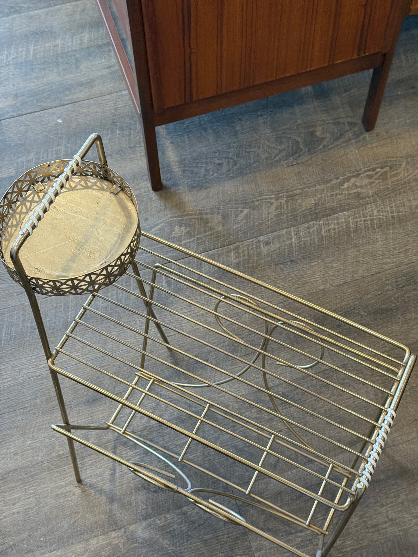 Vintage Gold Tone Ashtray with a Magazine Rack