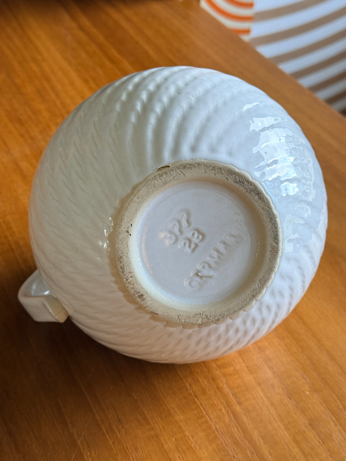 Vintage White W. German Pottery Jug, 377-23