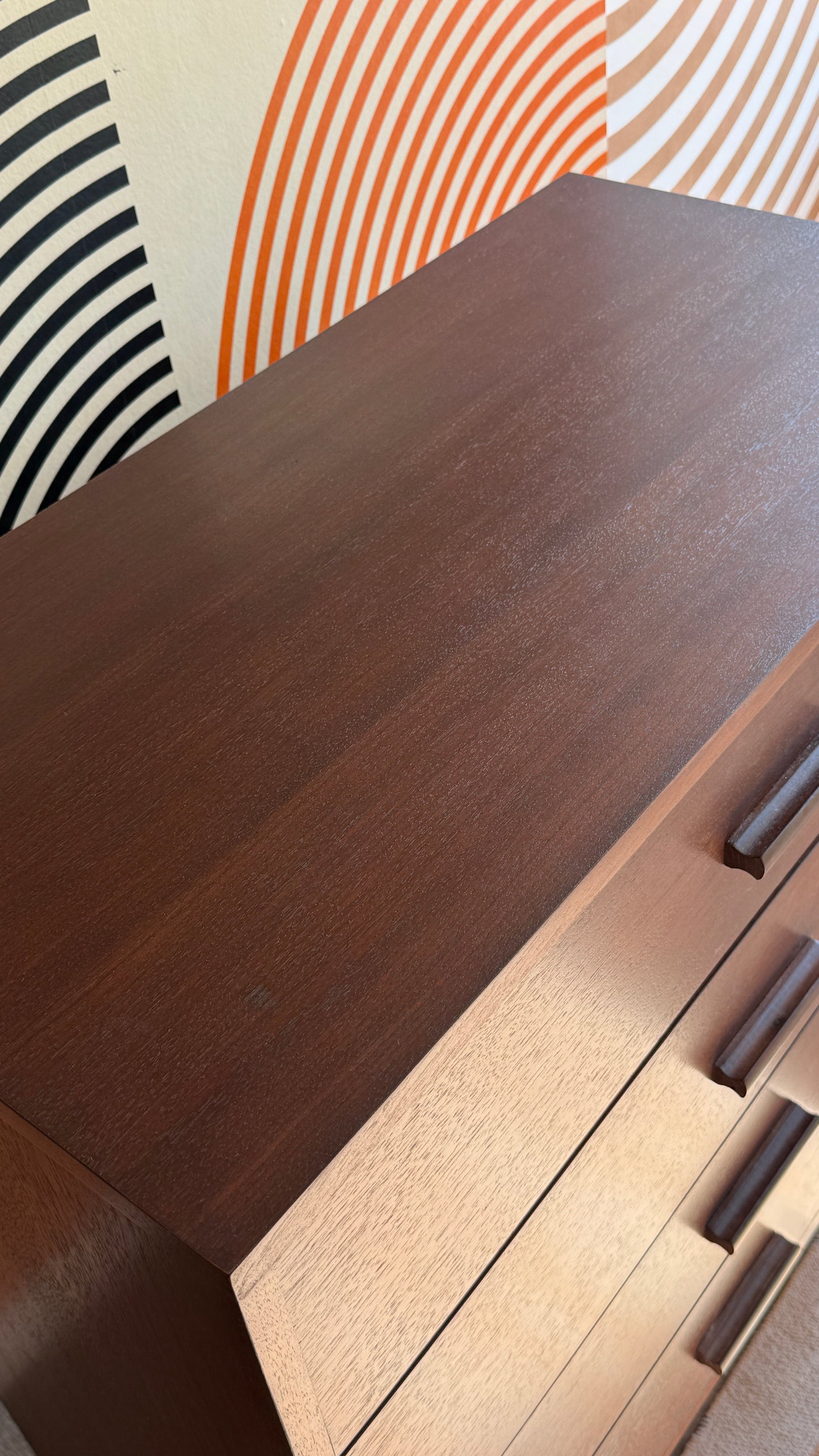 Vintage Walnut 4-Drawer Tallboy Dresser