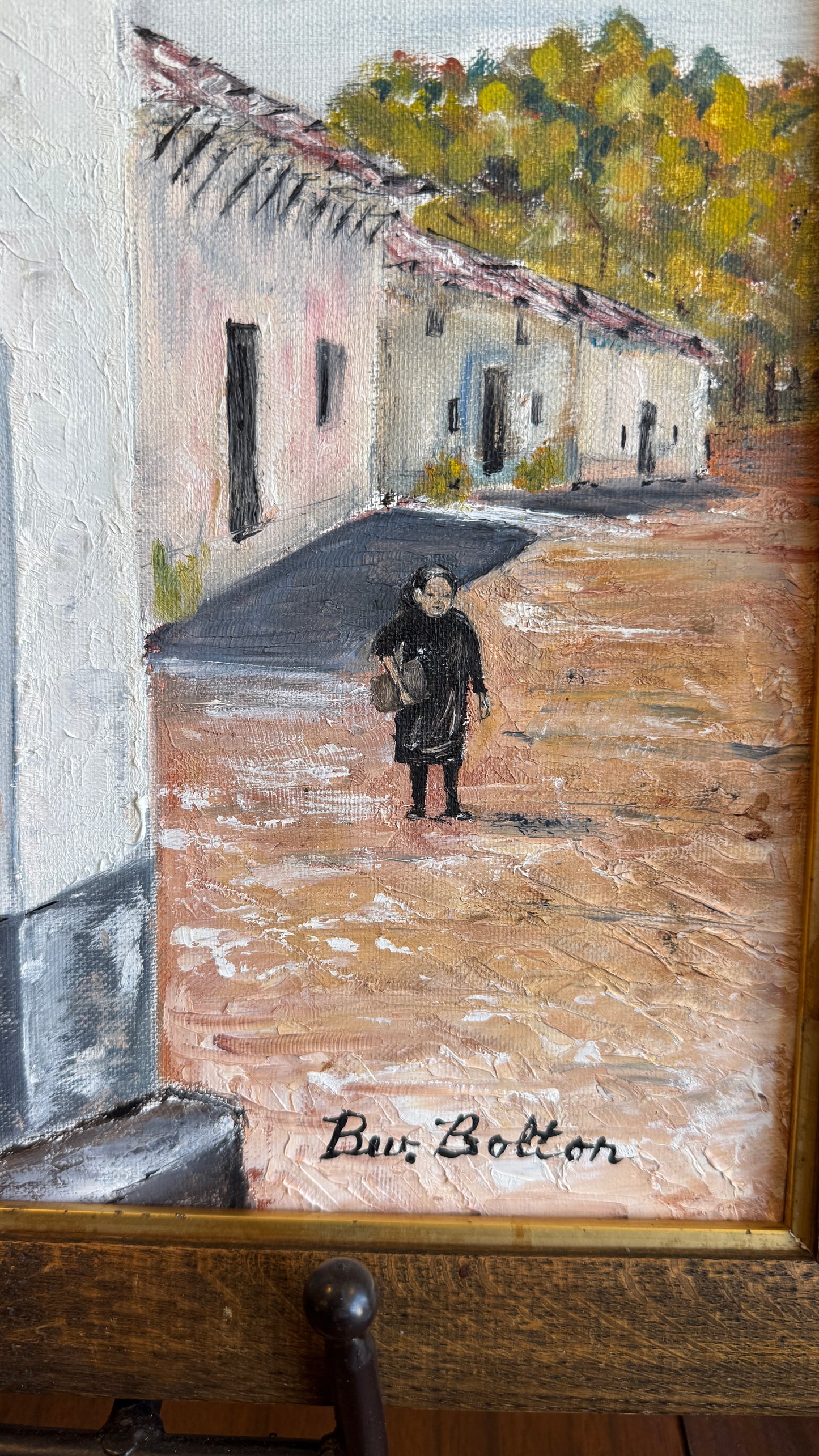 Vintage Textured Street Scene Painting
