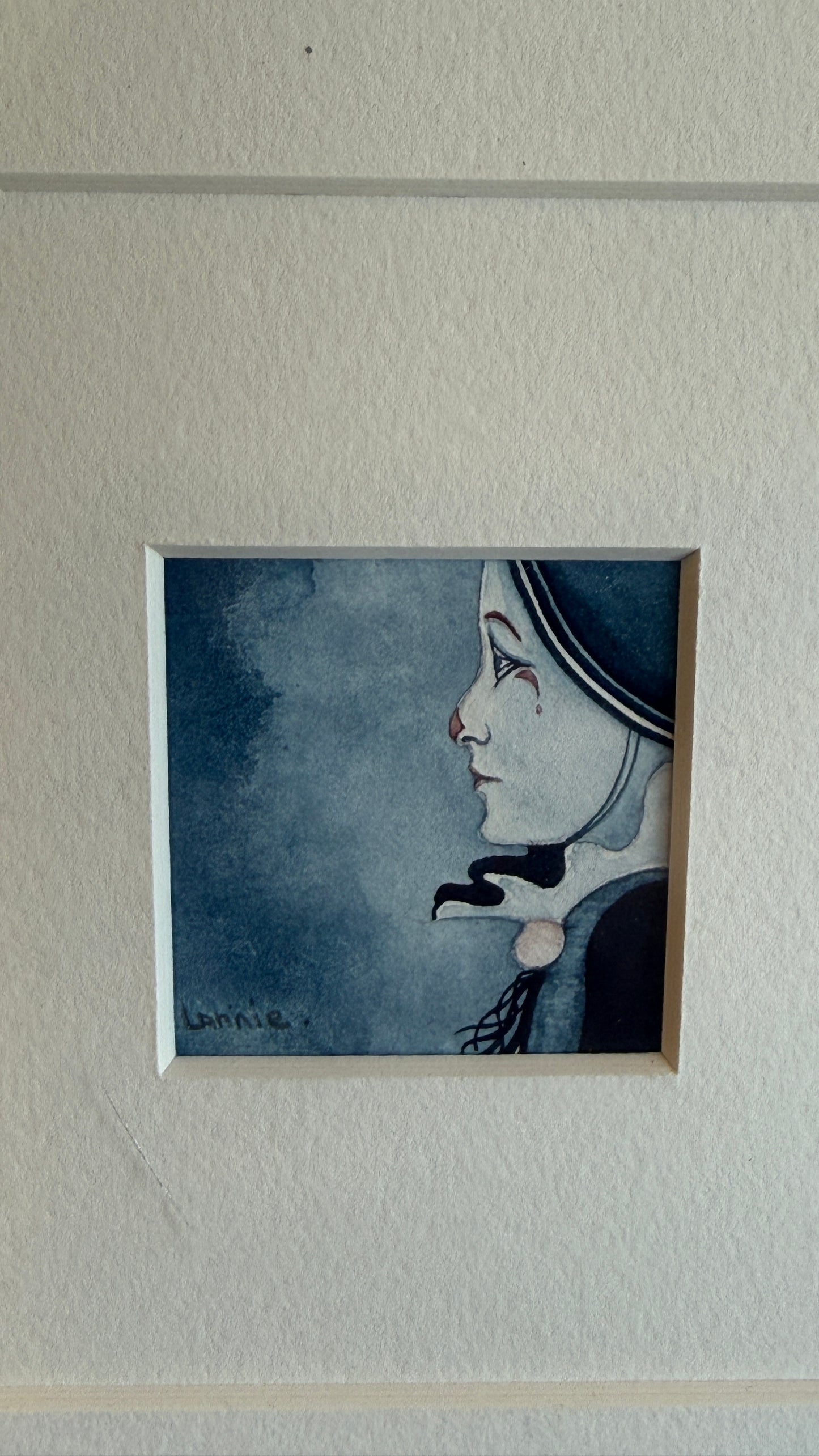 Vintage Miniature Portrait Painting – Signed (2” x 2” Reveal)