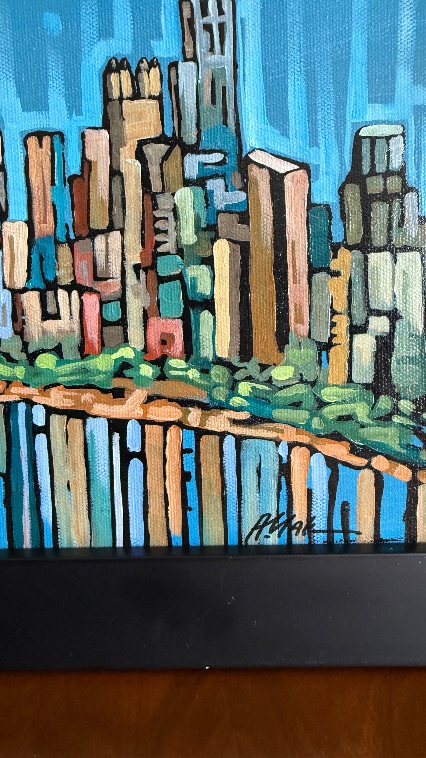 Skyline Original Painting Signed Anastasia Mak, 2009