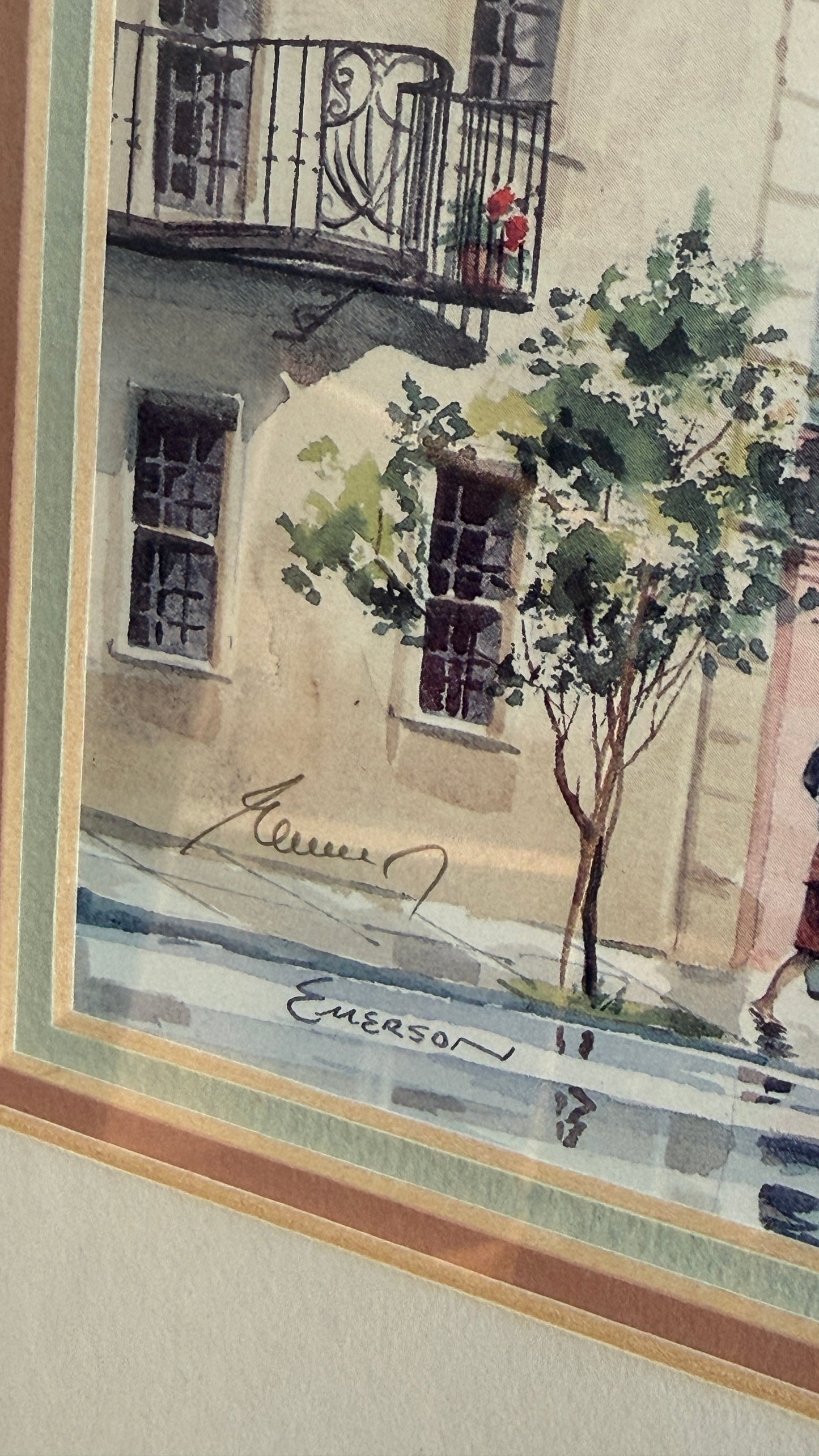 Vintage European Street Scene Print by Emerson