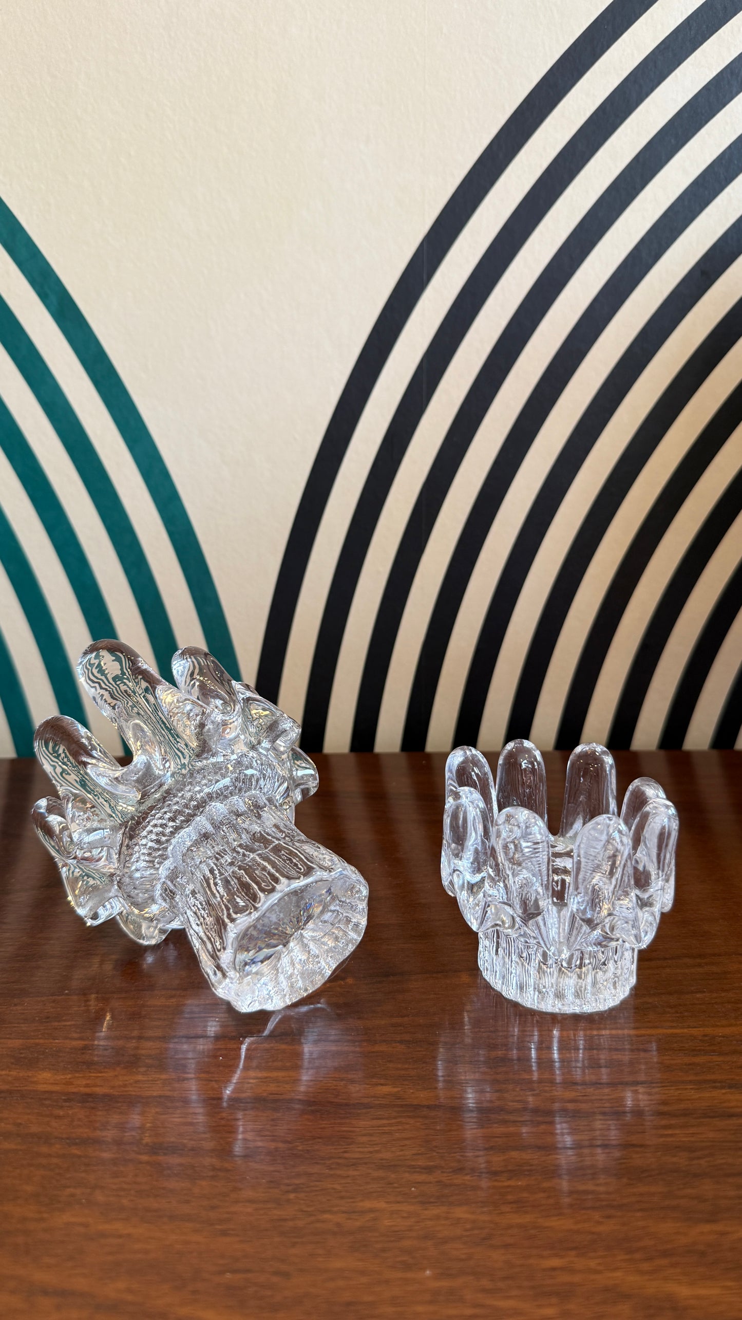 Kosta Boda “Sunflower” Glass Candle Holders — Pair