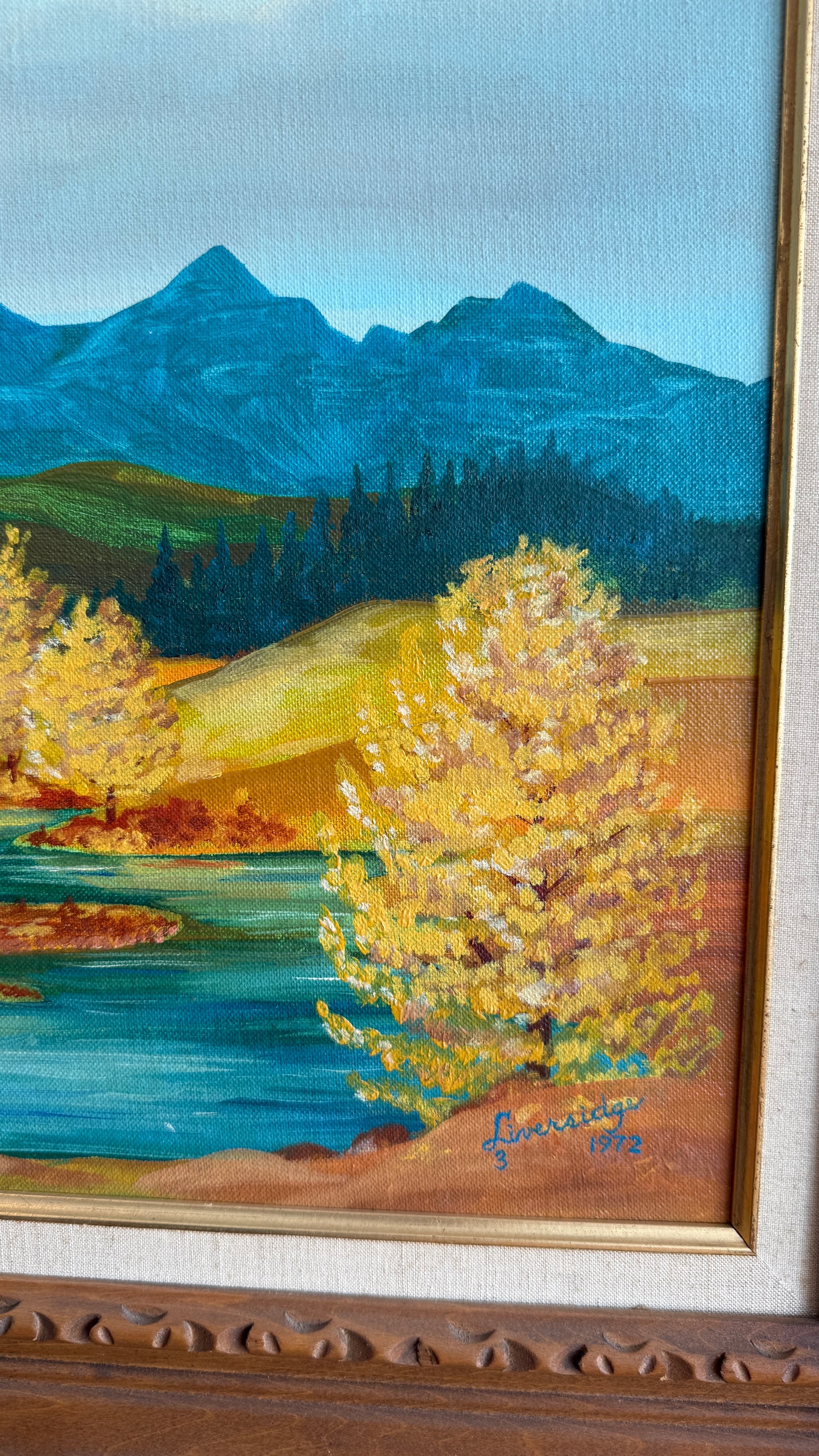 Vintage Framed Landscape Painting (1973)