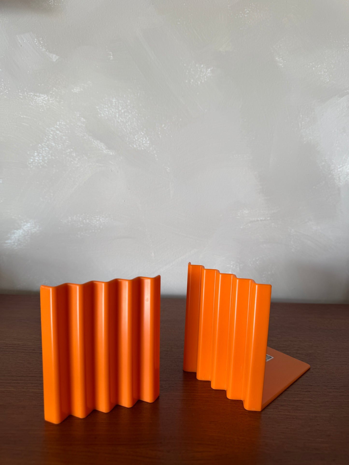 Vintage IKEA “Bokis” Orange Plastic Bookends by K. Hagberg & M. Hagberg