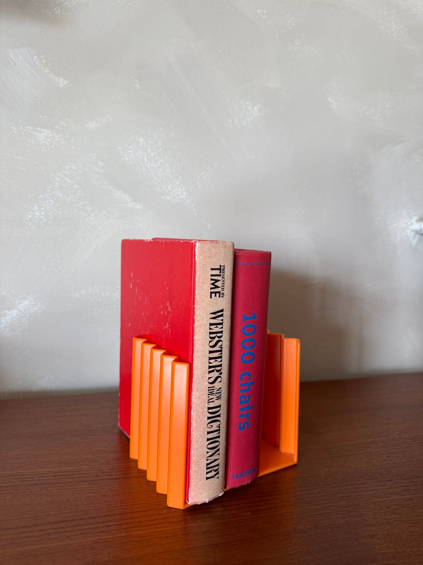 Vintage IKEA “Bokis” Orange Plastic Bookends by K. Hagberg & M. Hagberg