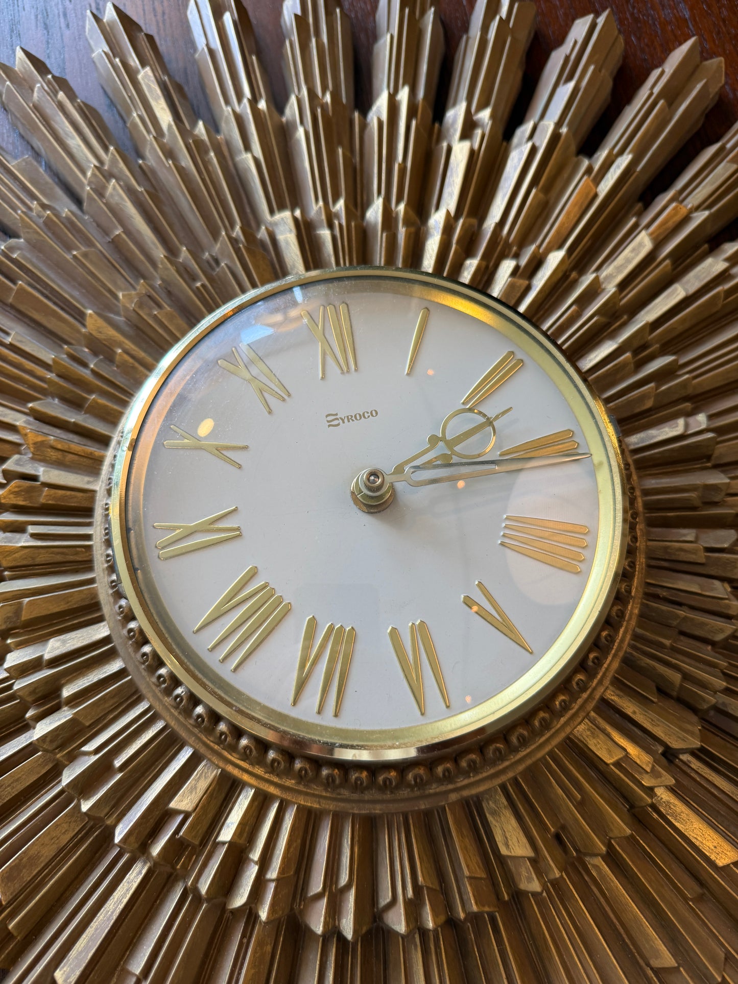 Vintage Syroco Sunburst Wall Clock