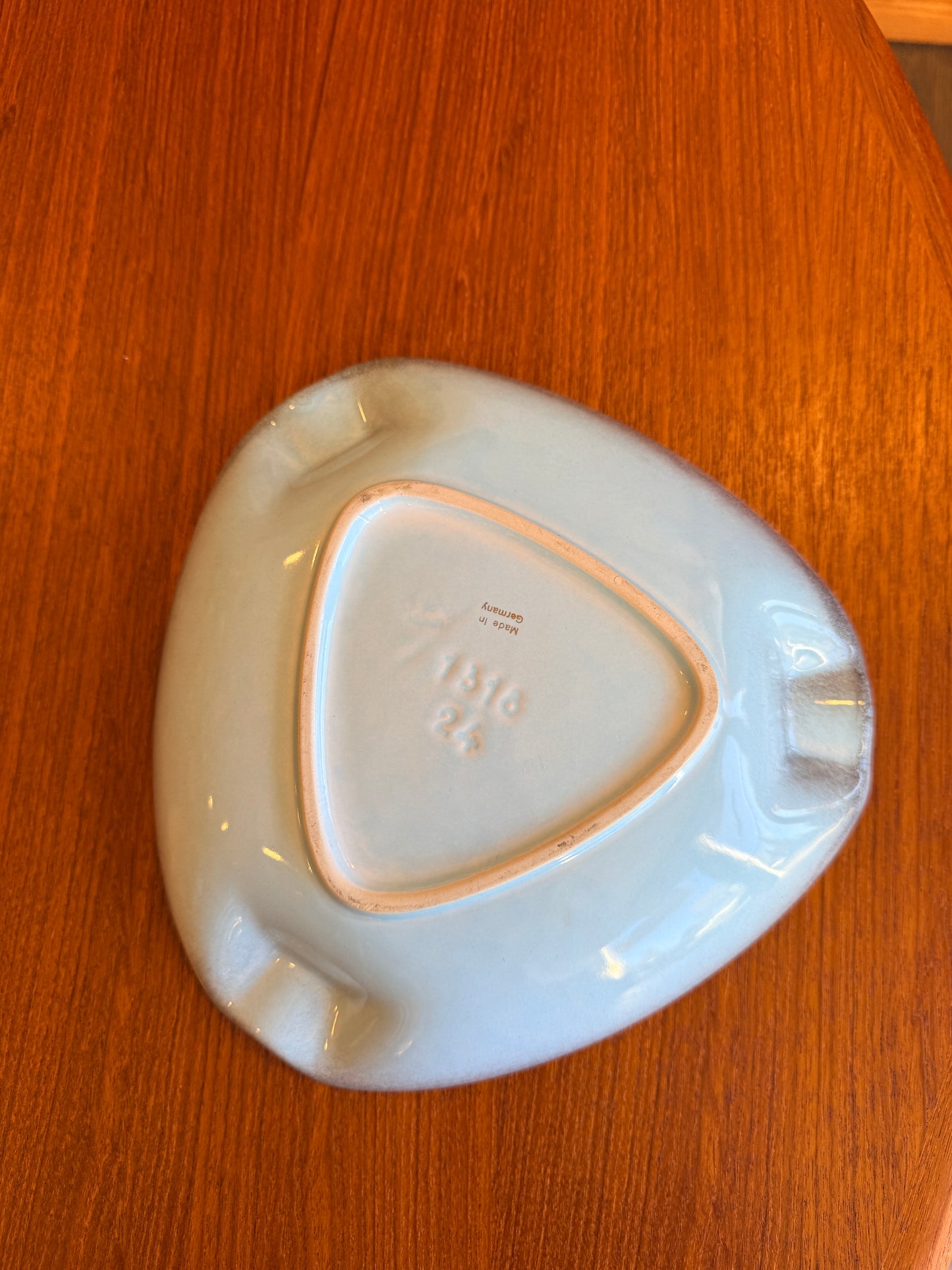 Large Blue and Gold German Pottery Ashtray/ Catchall