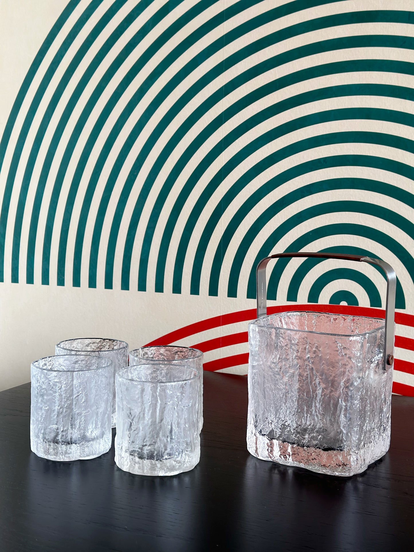 Vintage Hoya Glacier Ice Bucket and Glasses Set