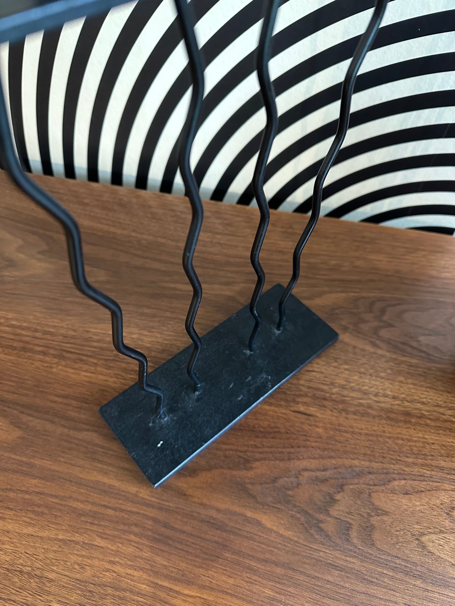 Vintage Black Metal Wavy Candle Holder (Heavy)