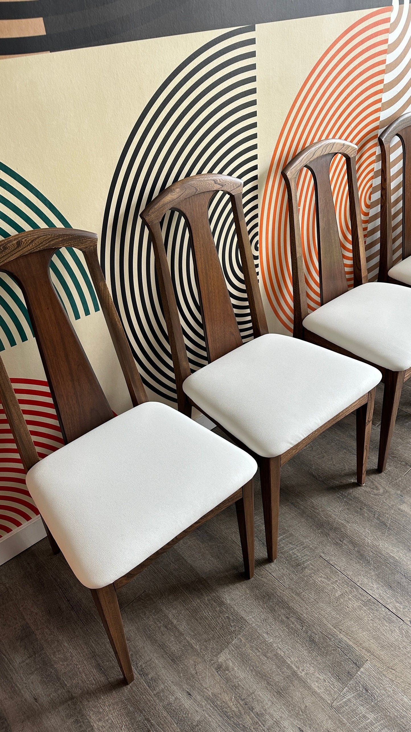 Set of 4 Vintage Walnut Dining Chairs