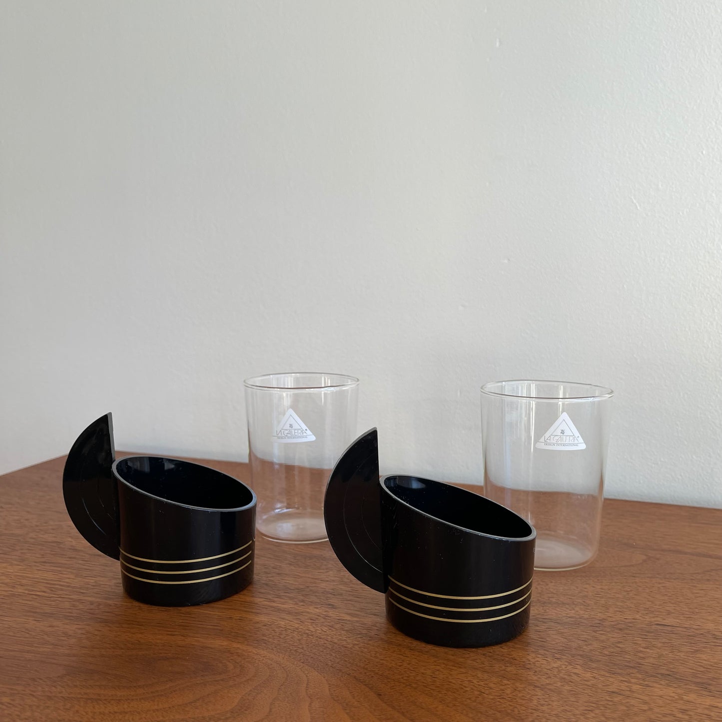 Pair of Art Deco Plastic and Glass Cups