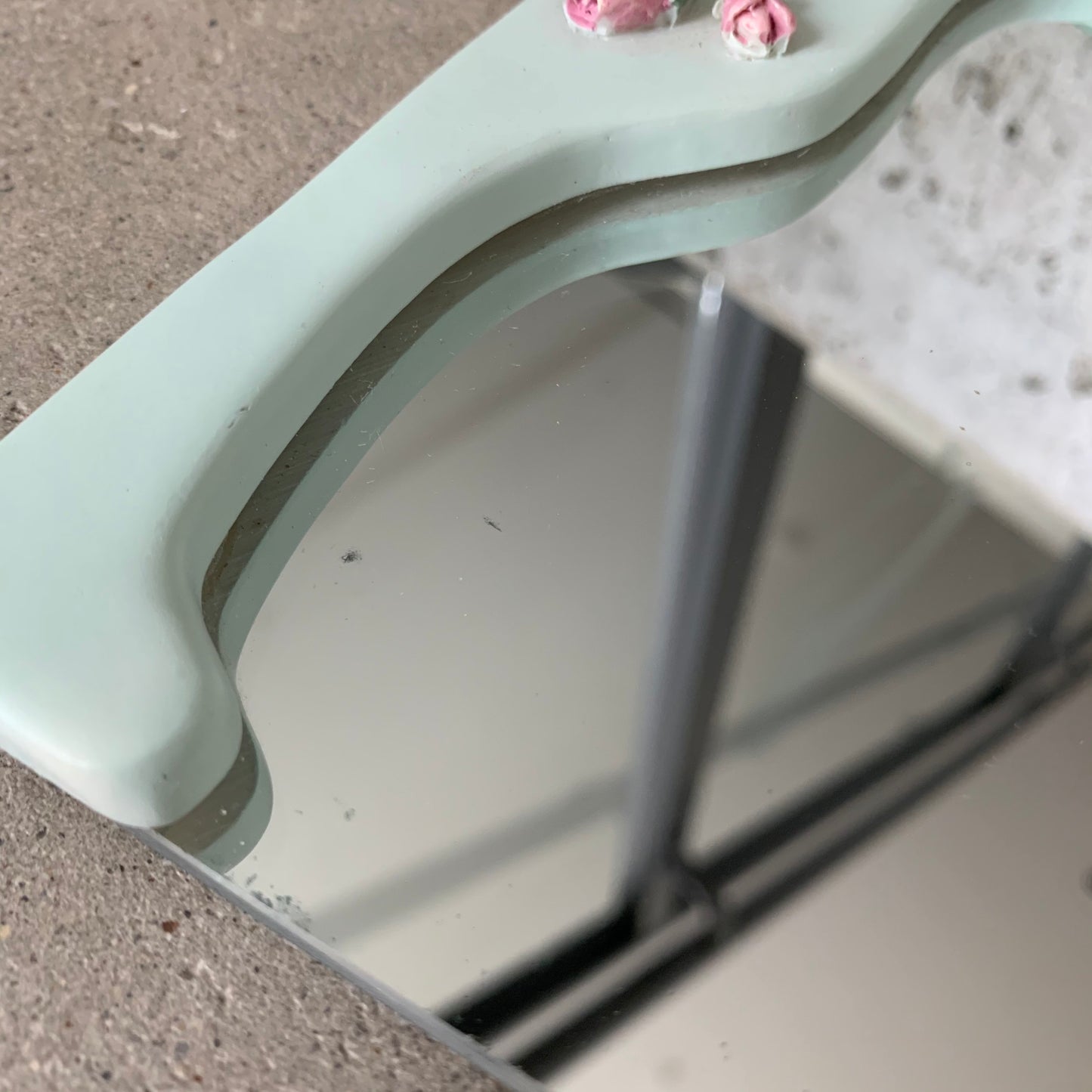 Vintage Mirrored Vanity Tray with Ceramic Roses
