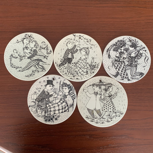 Set of 5 Plaques by Bjorn Wiinblad for Nymolle