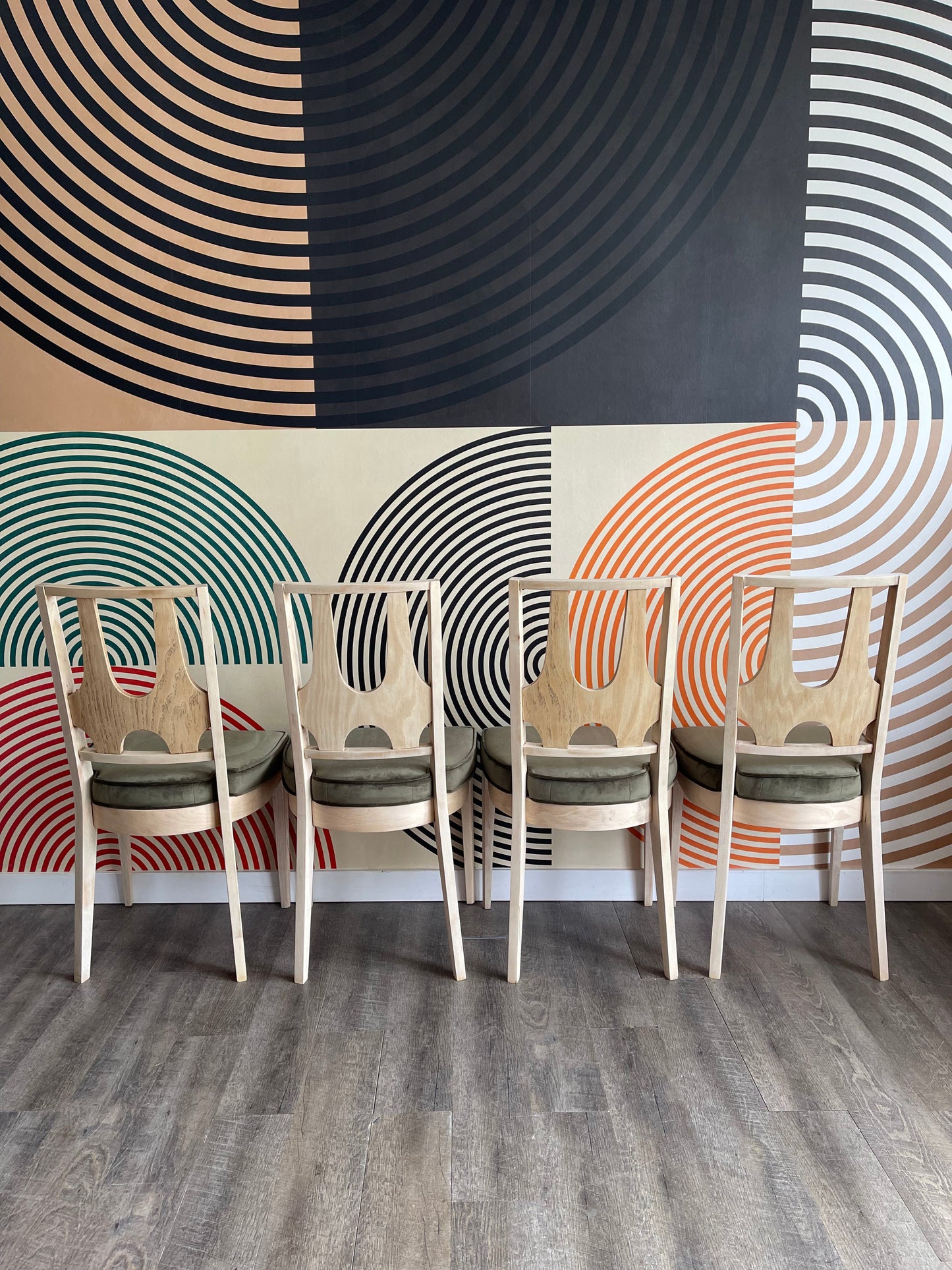 Set of 4 Vintage Blonde Dining Chairs
