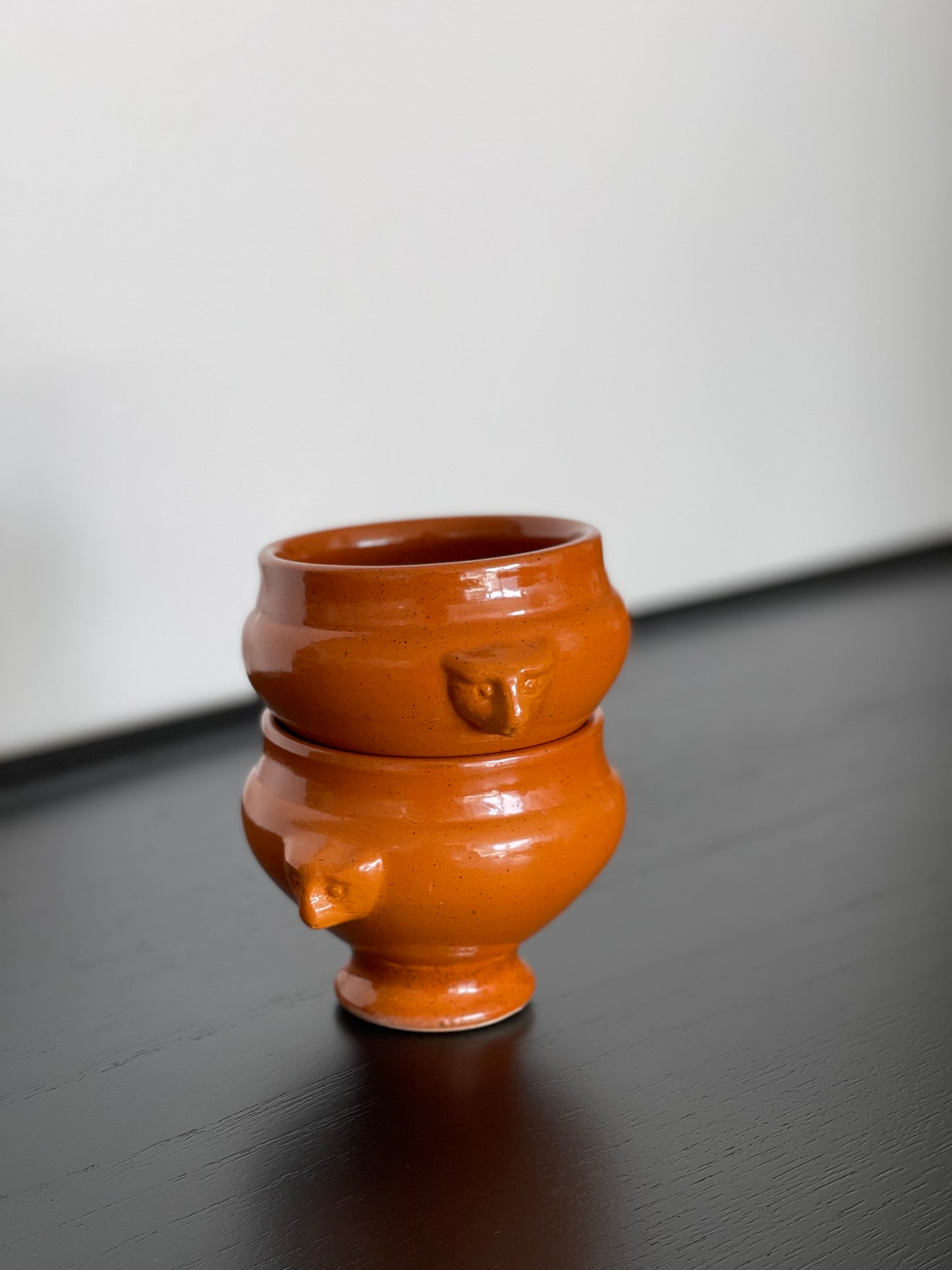 Pair of Ceramic Animal Faces French Onion Soup Bowls/Vase