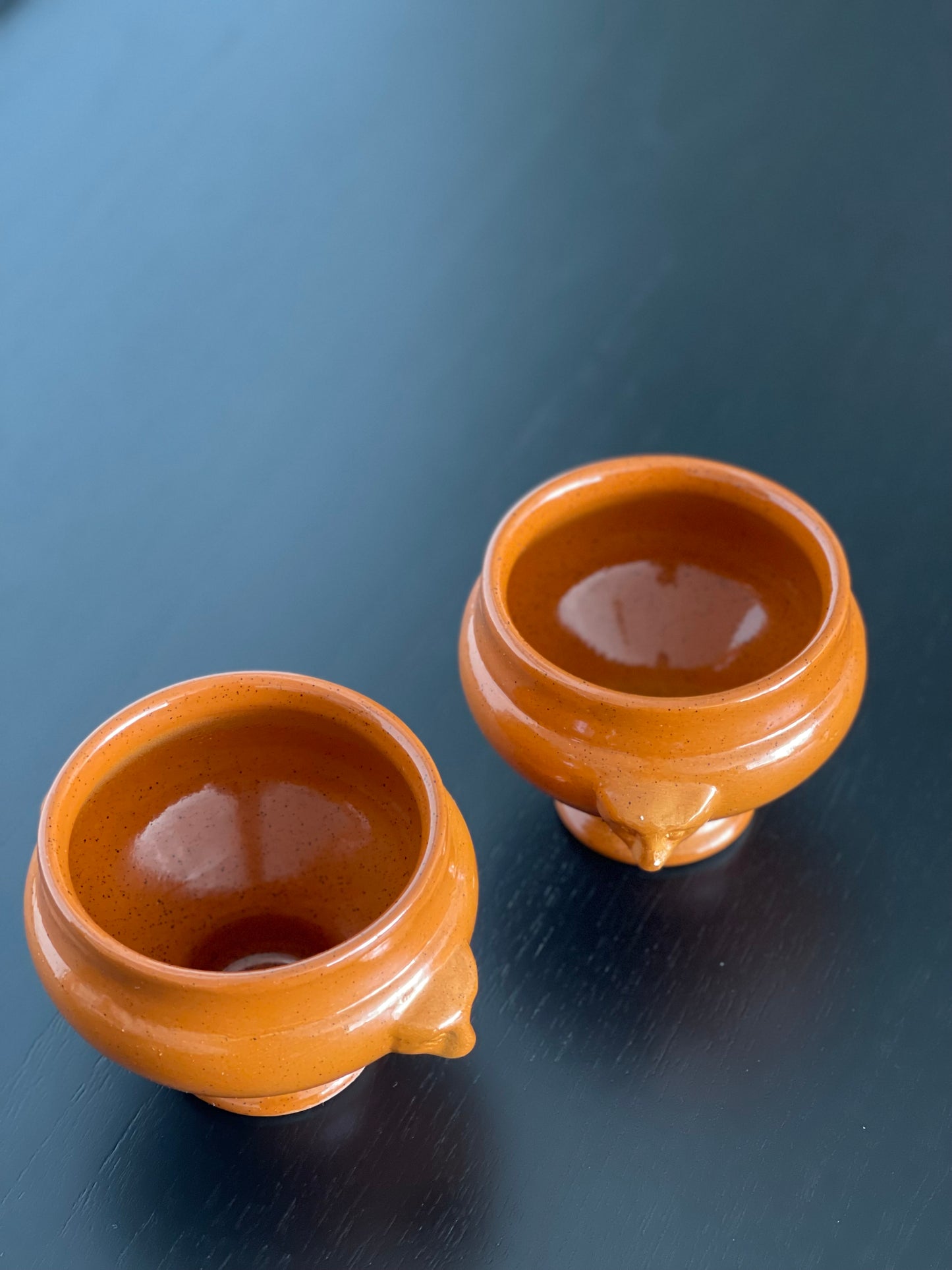 Pair of Ceramic Animal Faces French Onion Soup Bowls/Vase