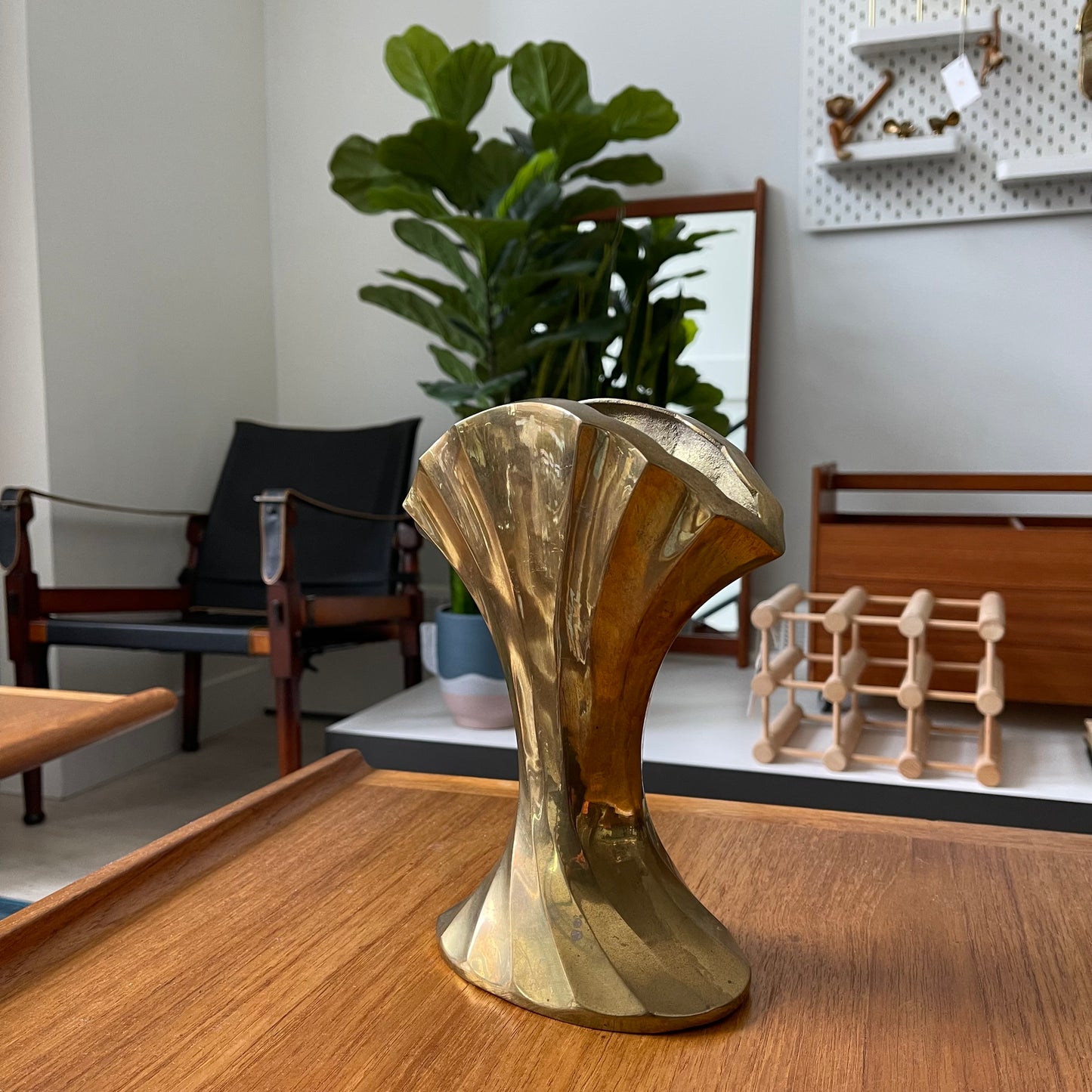 Vintage Brass Fan Vase