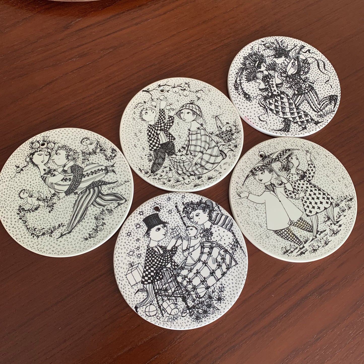 Set of 5 Plaques by Bjorn Wiinblad for Nymolle