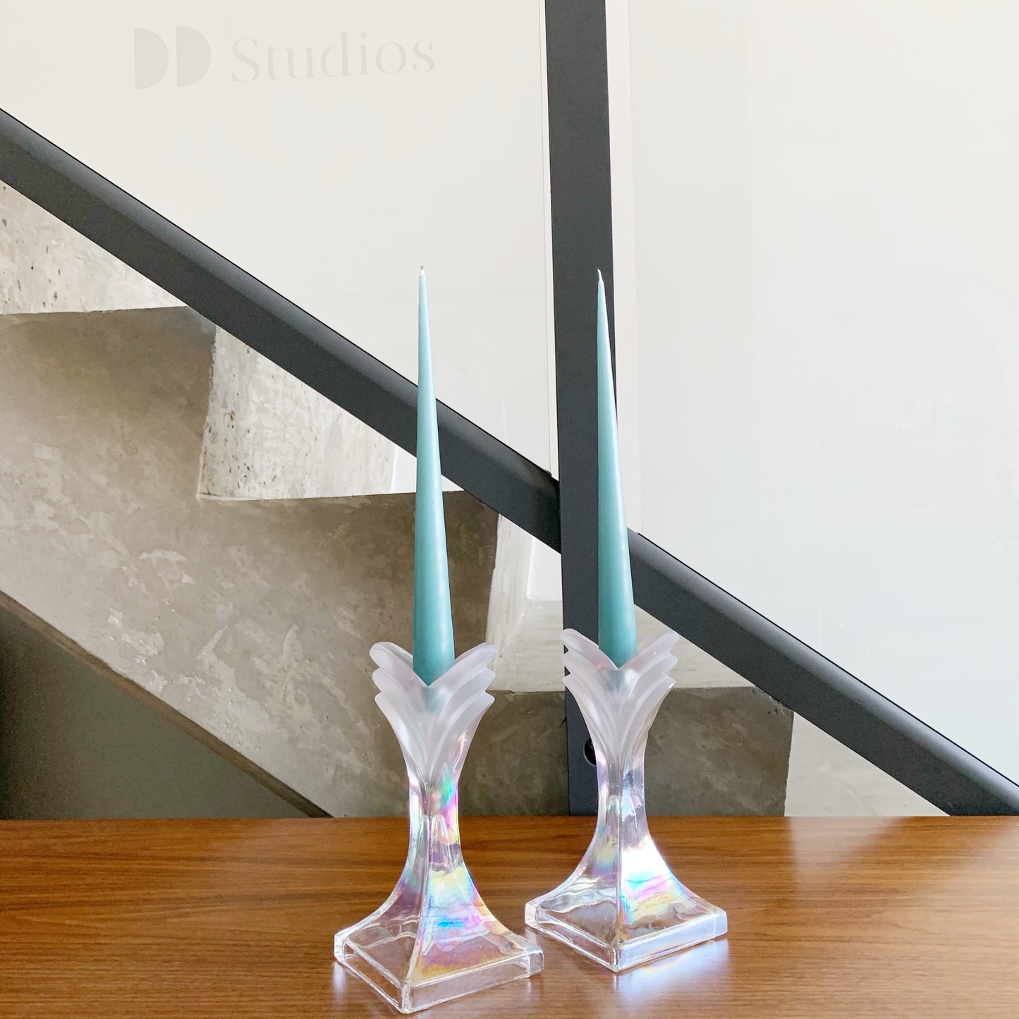 Pair of Vintage Iridescent Candle Holders