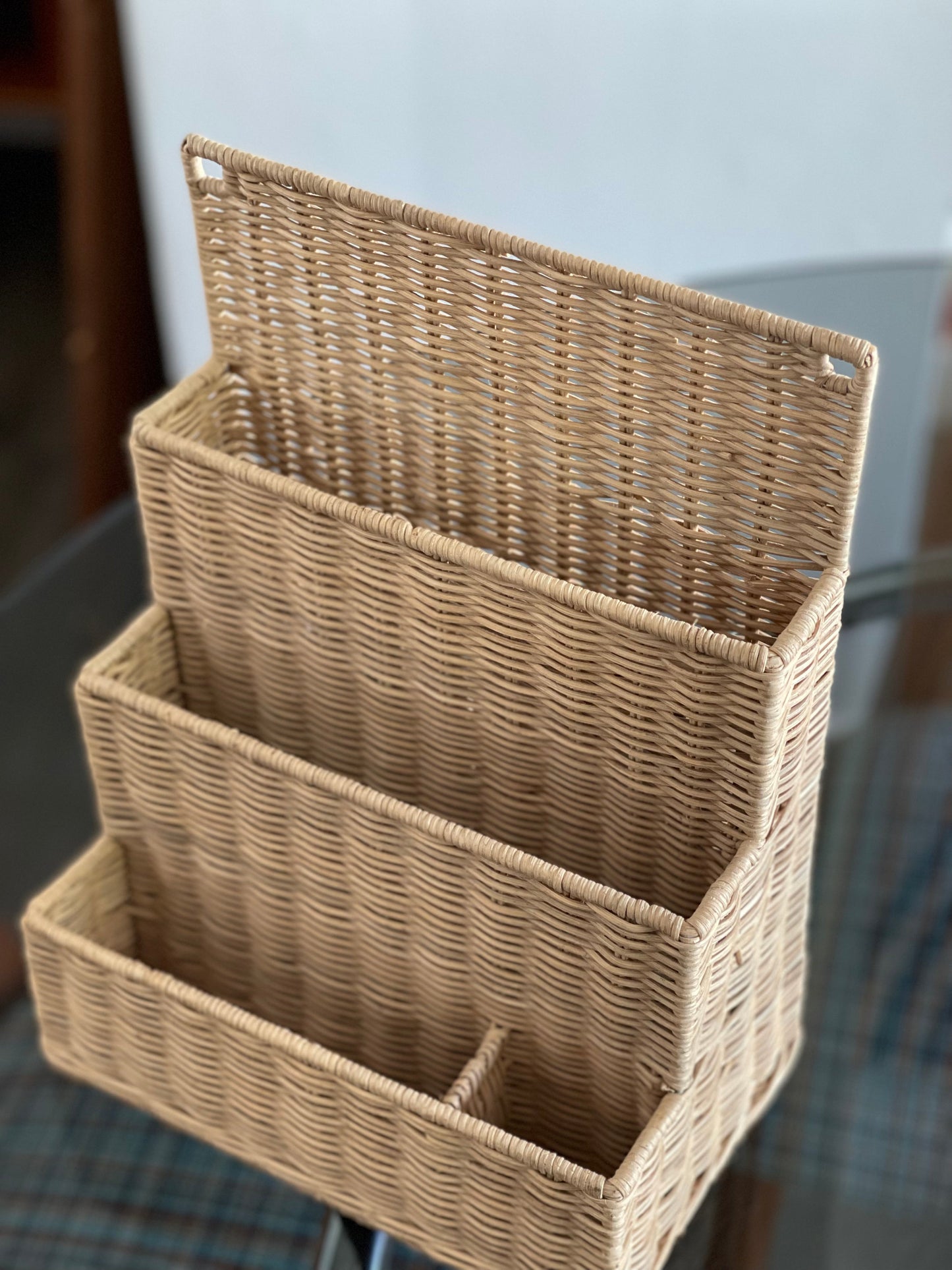 Woven Wicker Letter Holder/Organizer