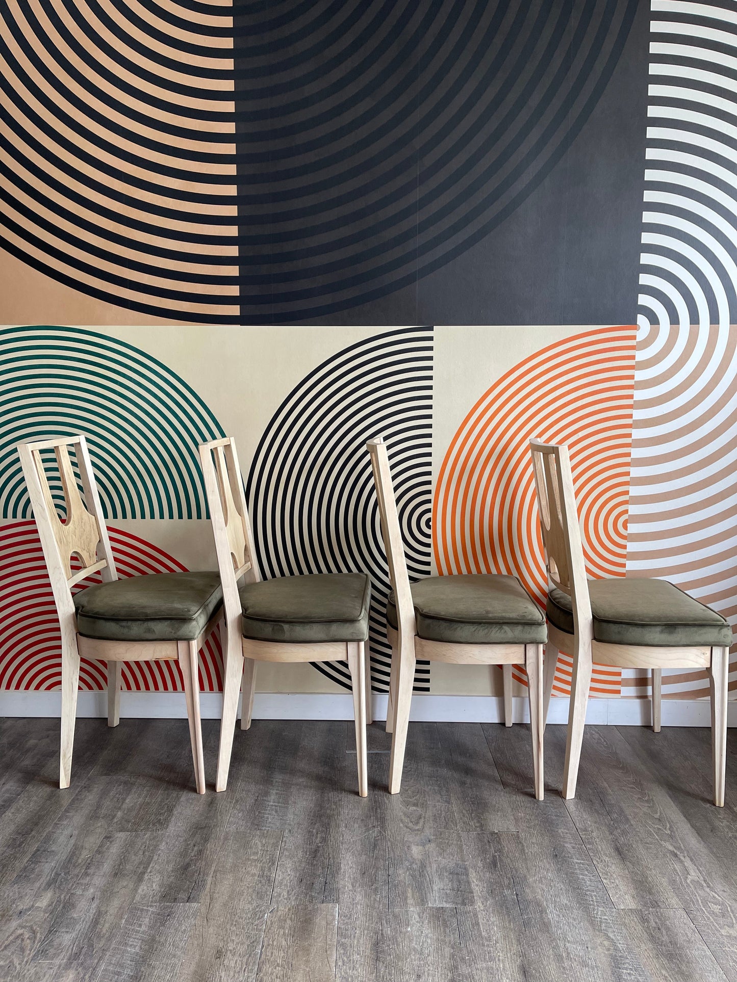 Set of 4 Vintage Blonde Dining Chairs