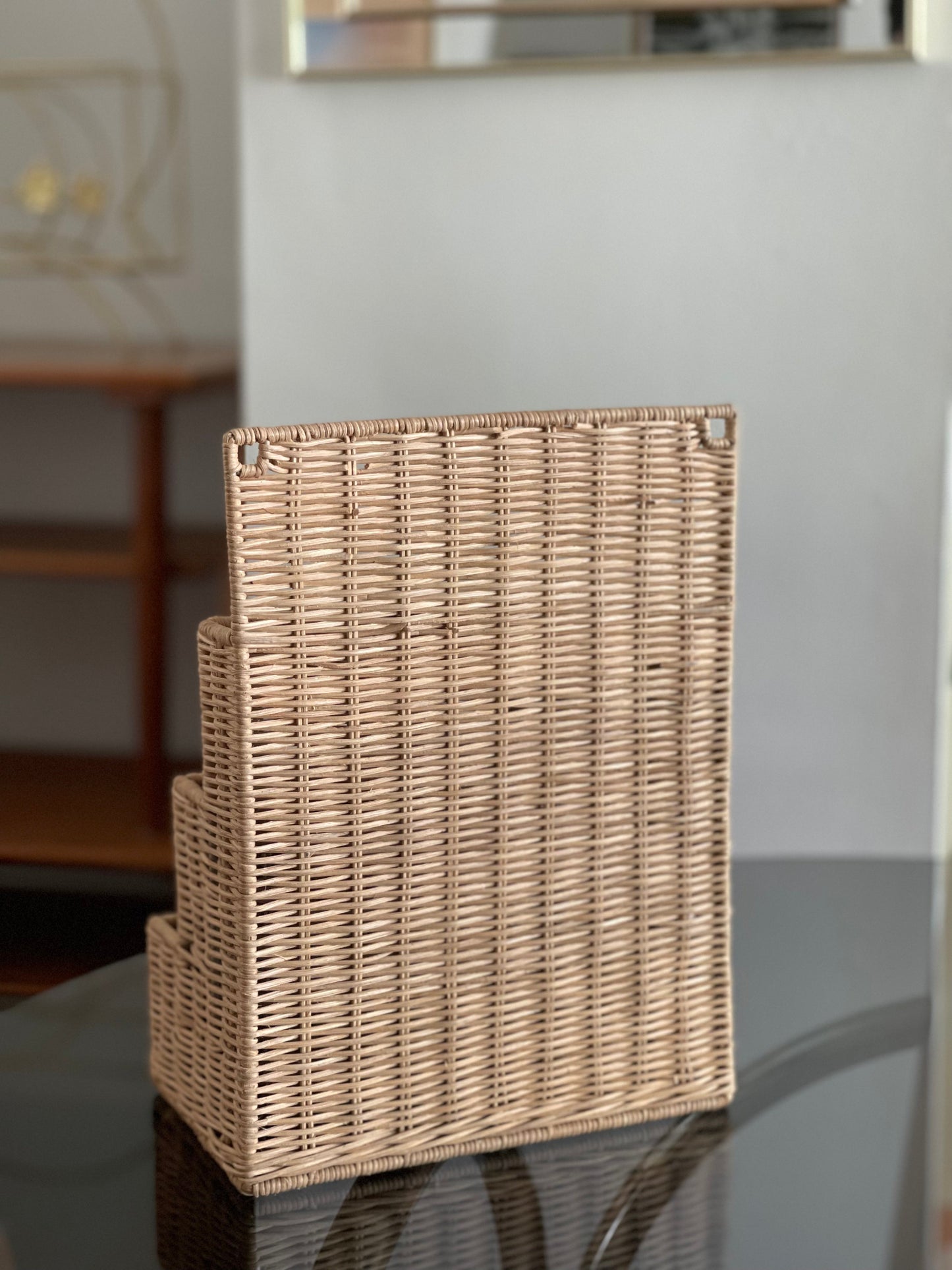 Woven Wicker Letter Holder/Organizer