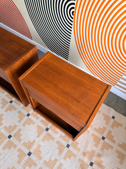 Pair of Teak Tambour Door Cabinets